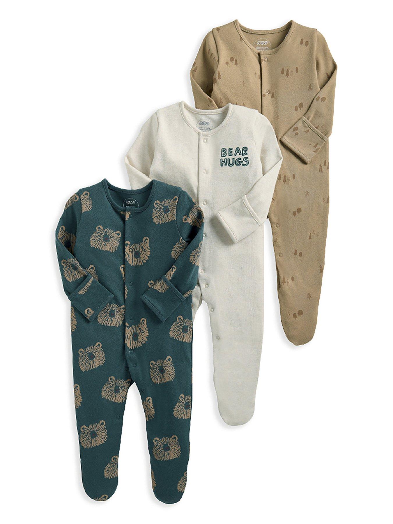 mamas-papas-baby-boys-3-pack-bear-sleepsuits-multi