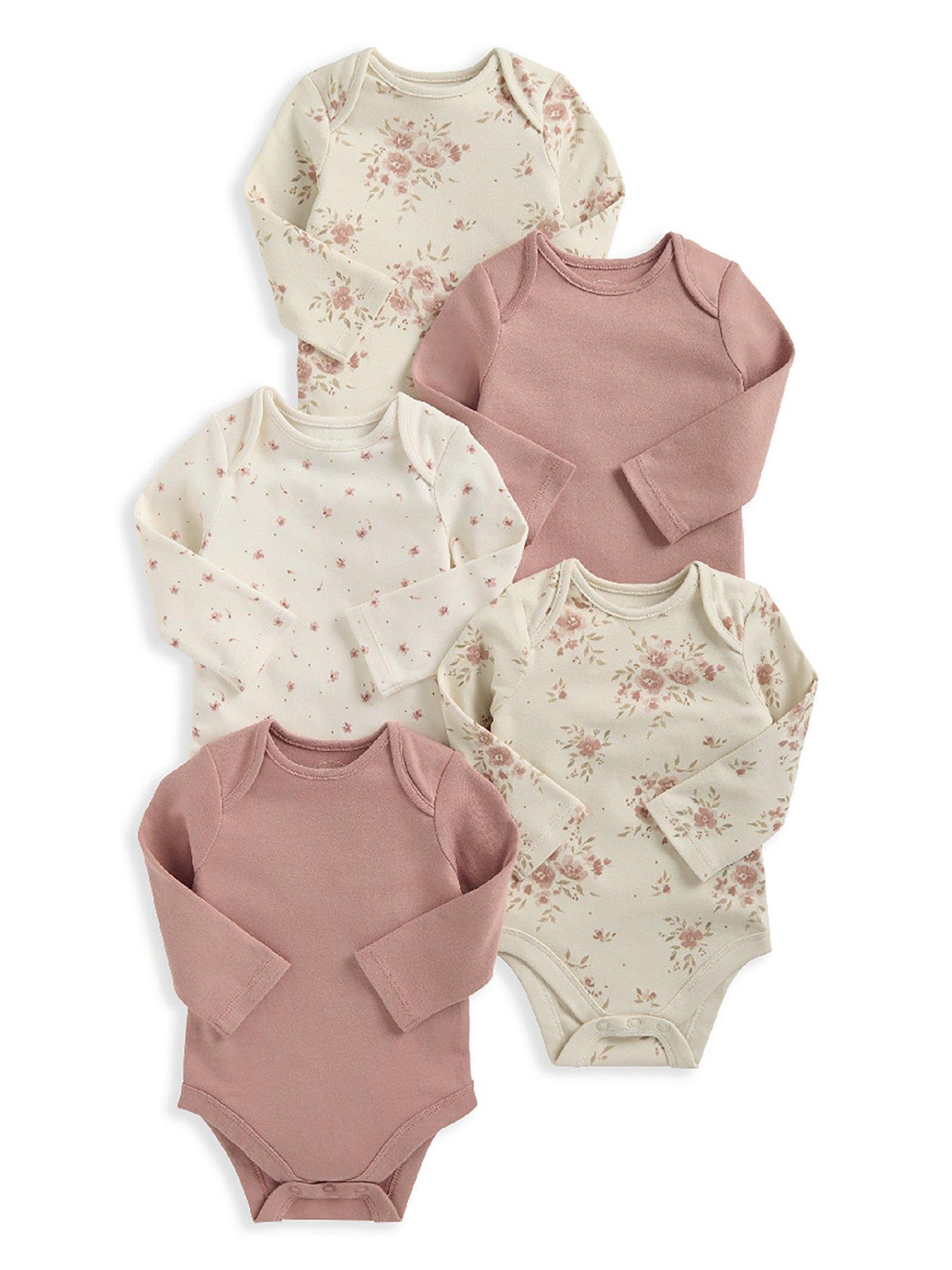 mamas-papas-baby-girls-5-pack-watercolour-floral-long-sleeve-bodysuits-pink