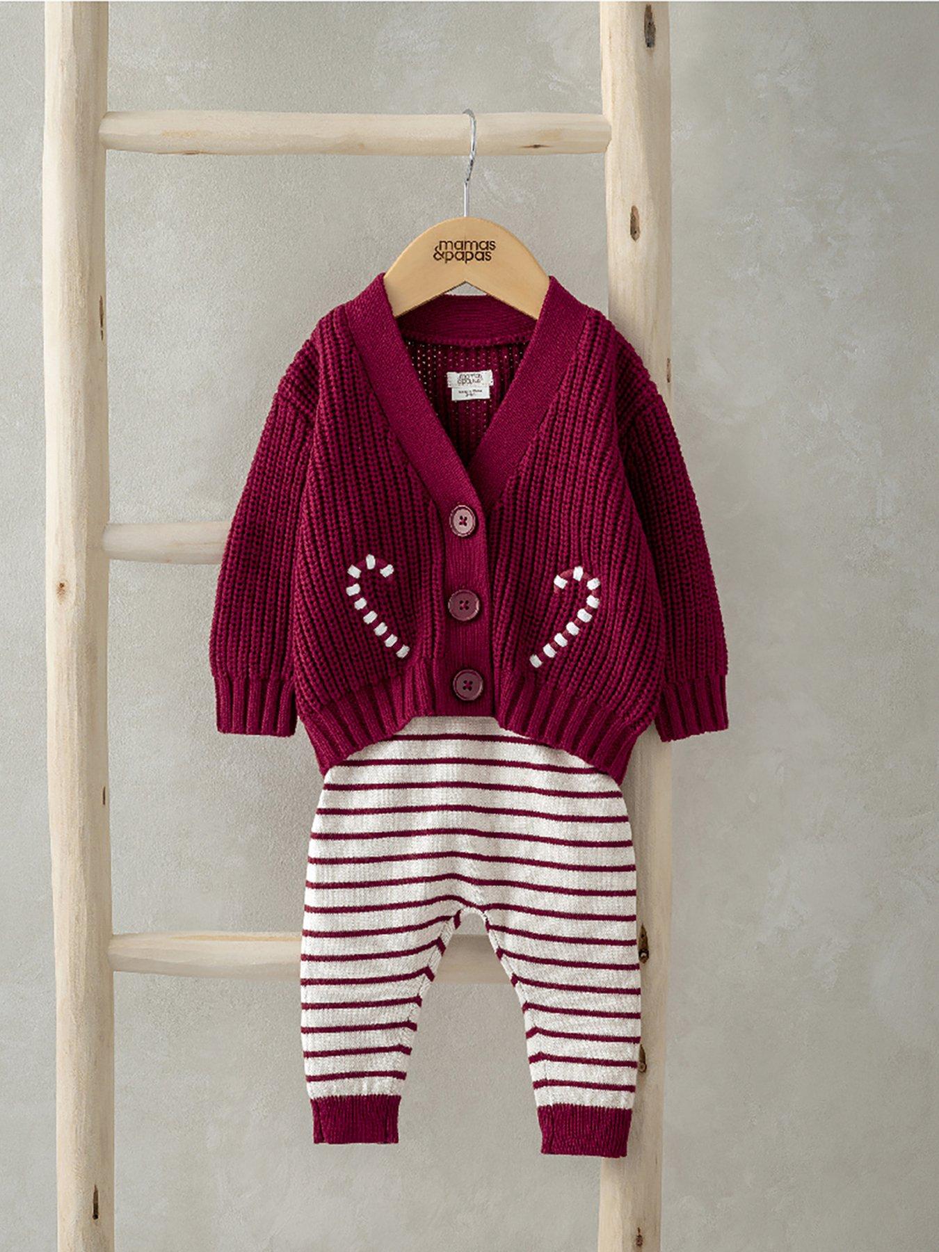 Mamas & Papas Baby Unisex 2 Piece Ho Ho Ho Christmas Cardigan  &  Leggings Set - Red