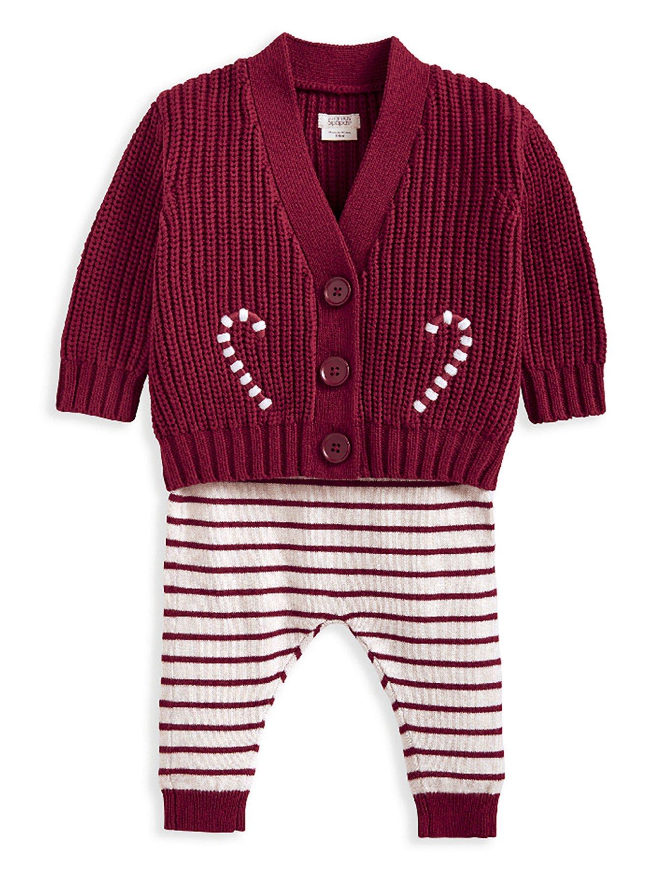 Mamas & Papas Baby Unisex 2 Piece Ho Ho Ho Christmas Cardigan  &  Leggings Set - Red