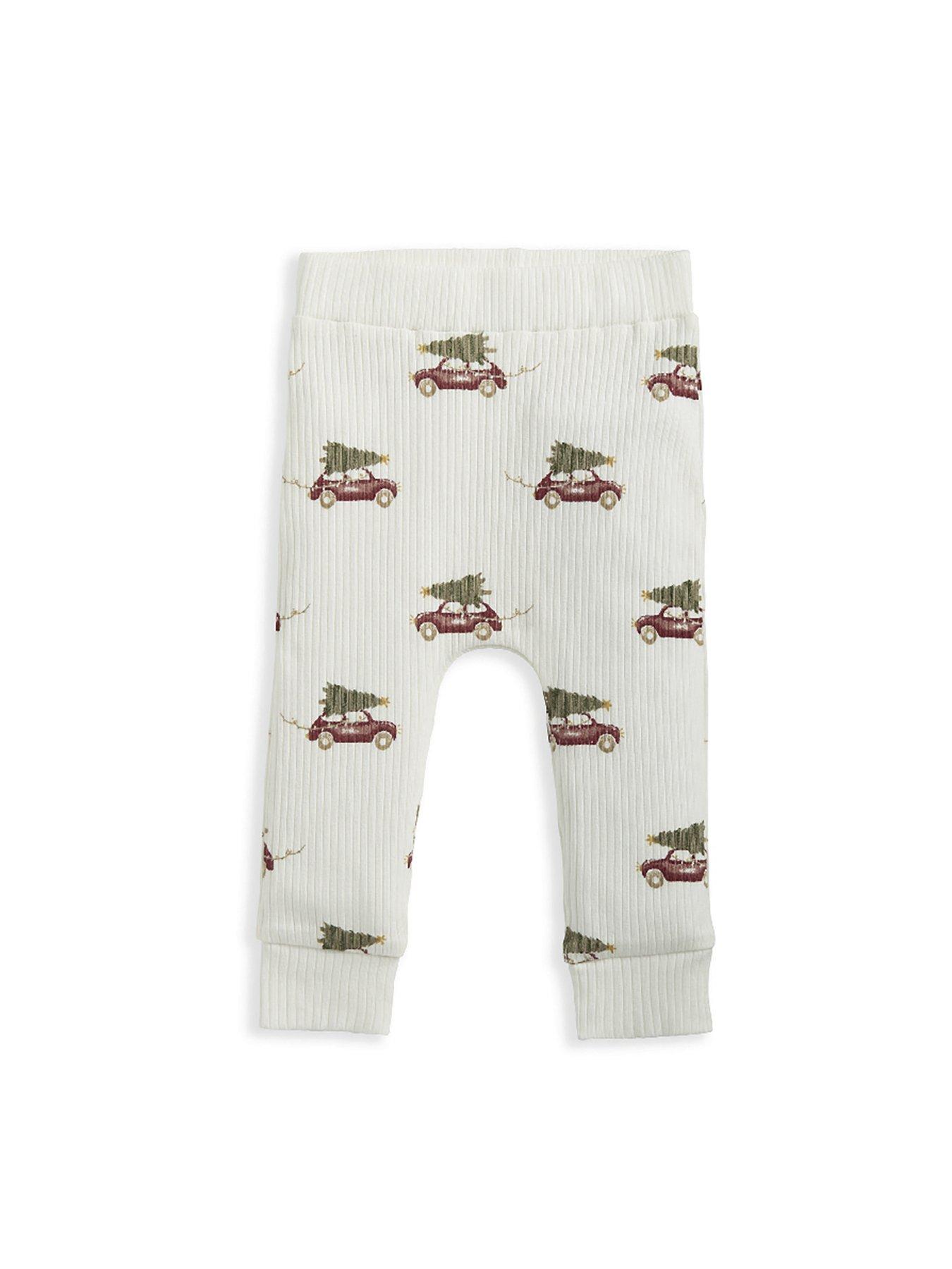 mamas-papas-baby-unisex-2-piece-rib-car-christmas-print-bodysuit-leggings-set-whiteoutfit