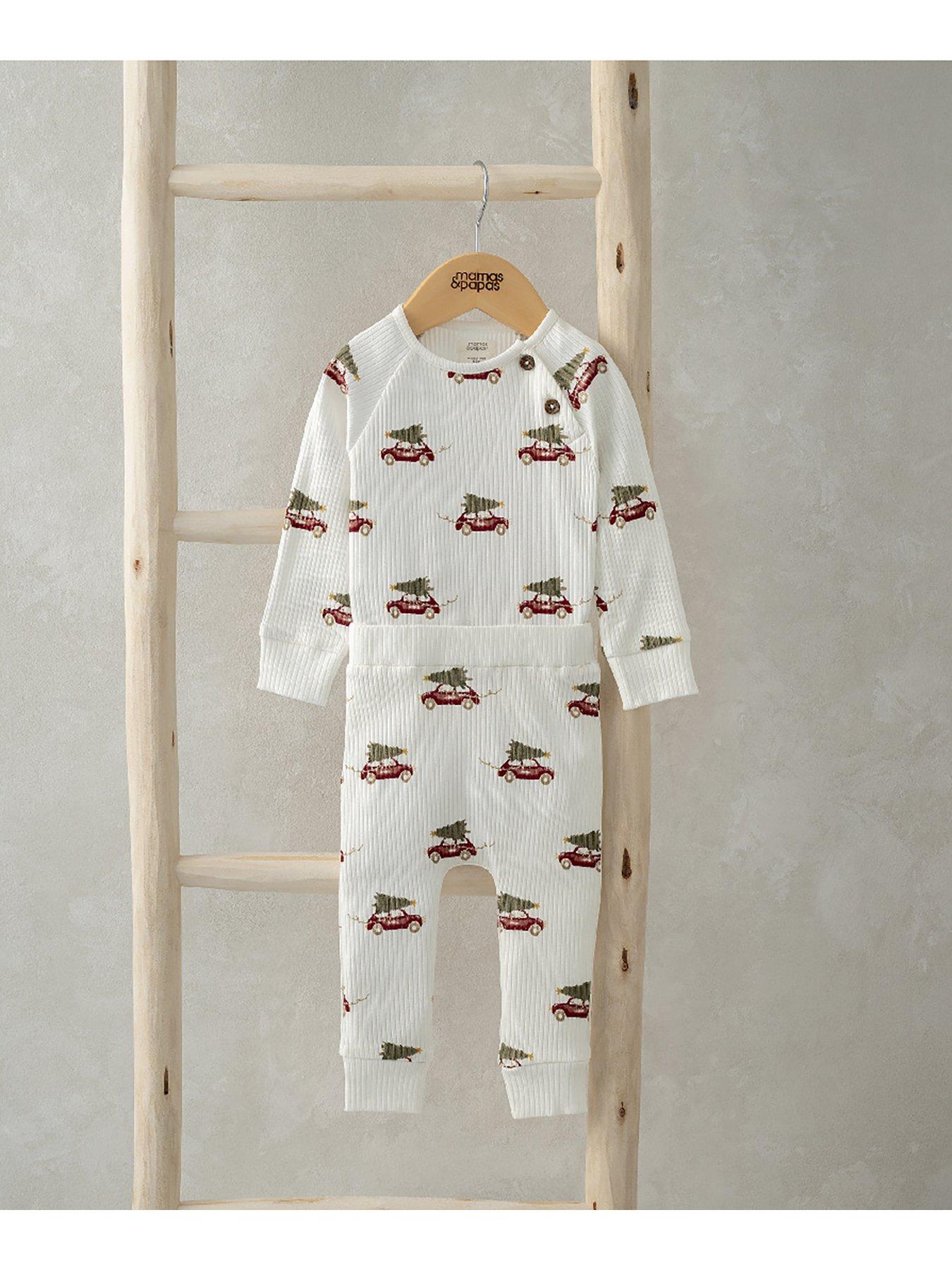 mamas-papas-baby-unisex-2-piece-rib-car-christmas-print-bodysuit-leggings-set-whitedetail