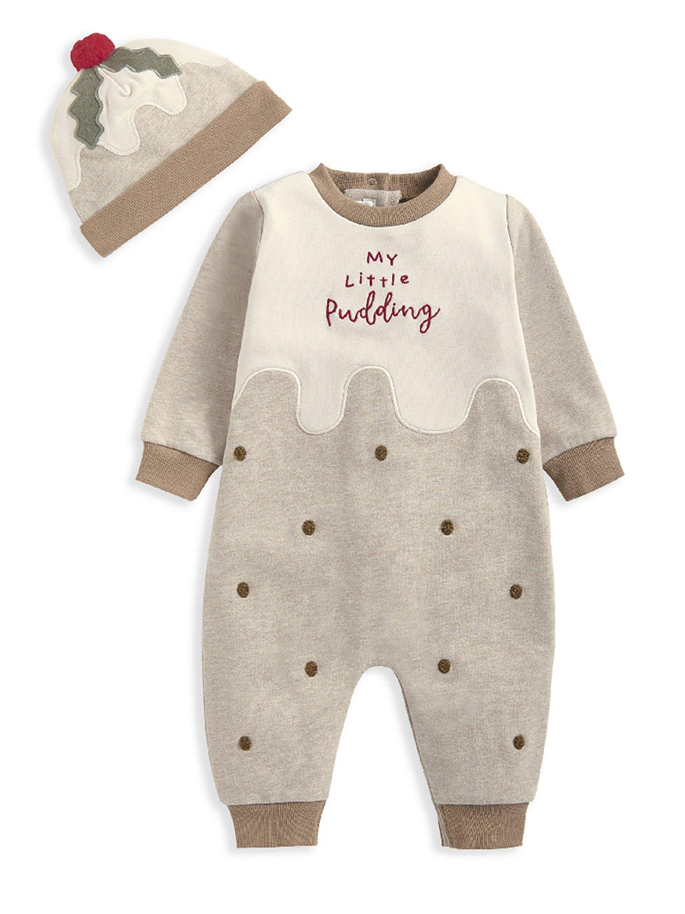 mamas-papas-baby-unisex-2-piece-little-pudding-christmas-romper-hat-set-multistillFront