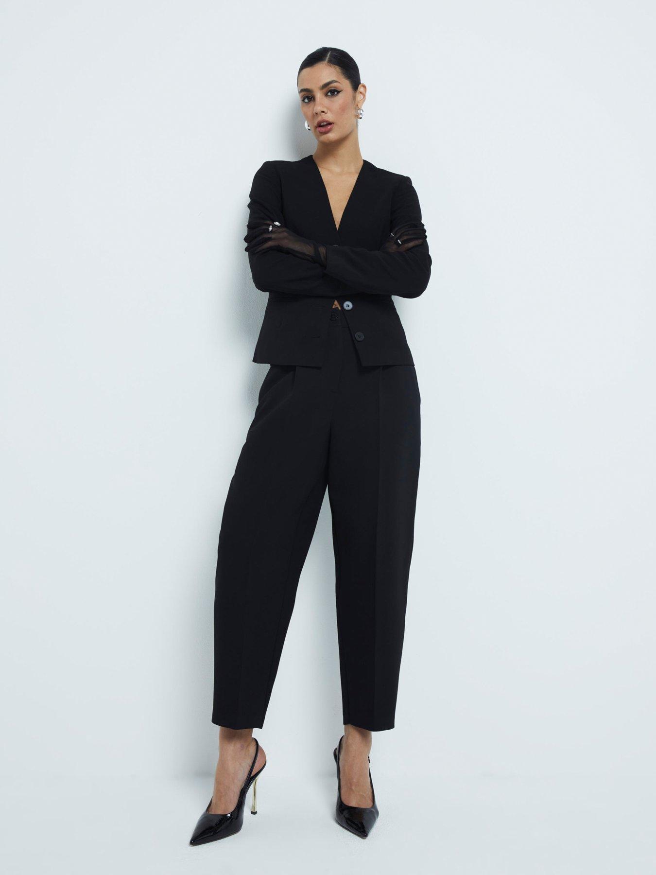 Image of River Island Slim Barrel Leg Trouser - Black