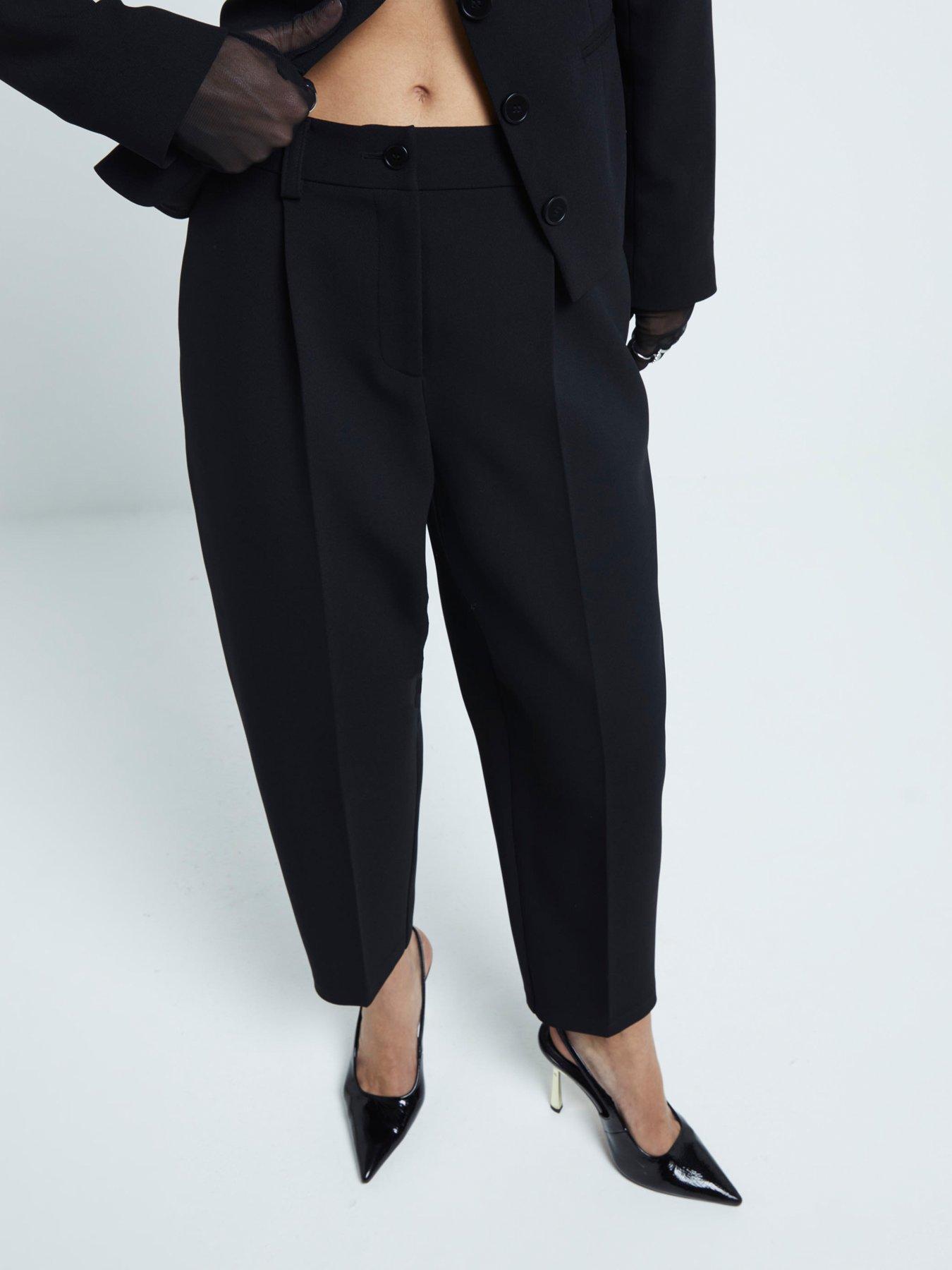 river-island-slim-barrel-leg-trouser-blackback