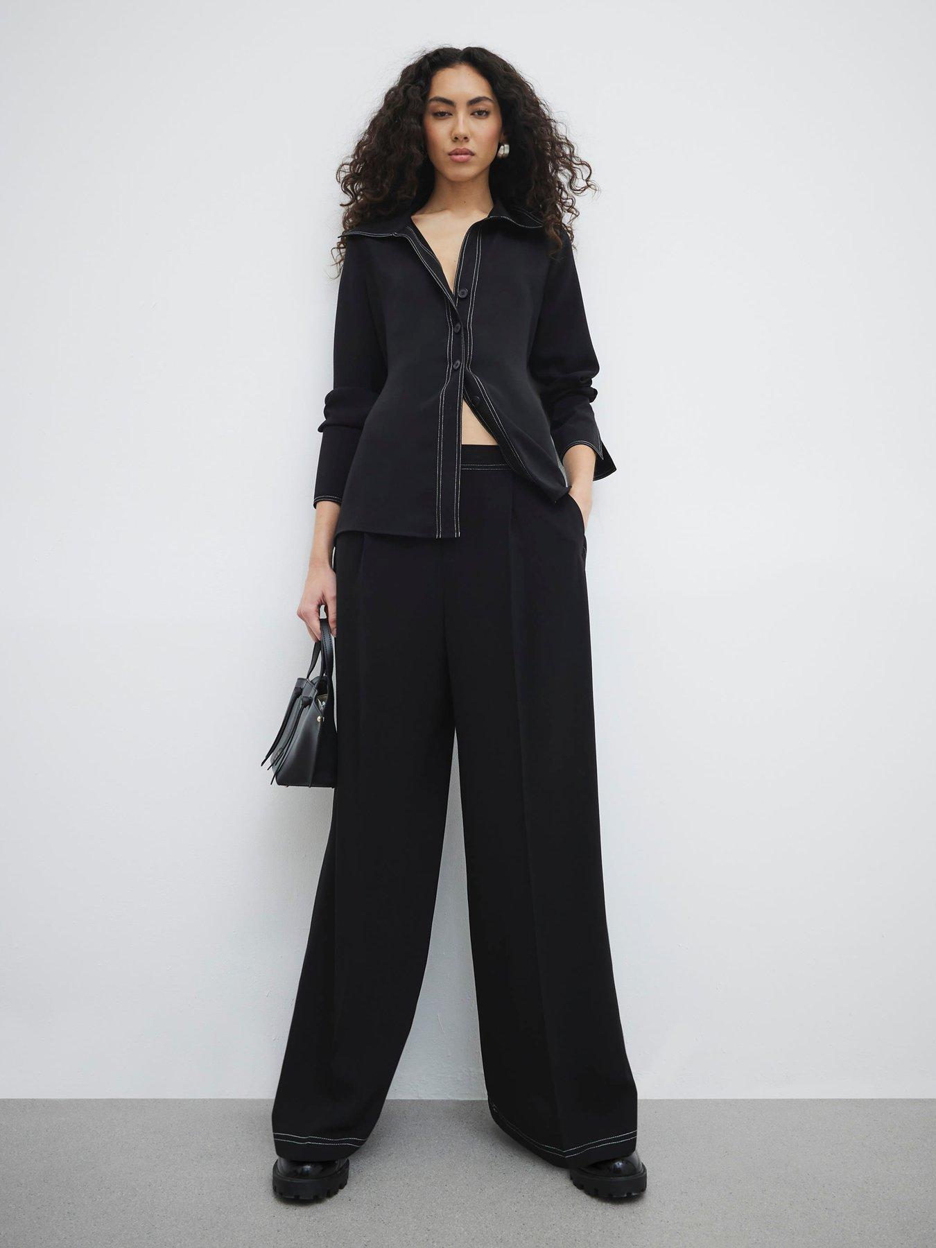 Image 3 of 4 of River Island Contrast Stitching Shirt - Black