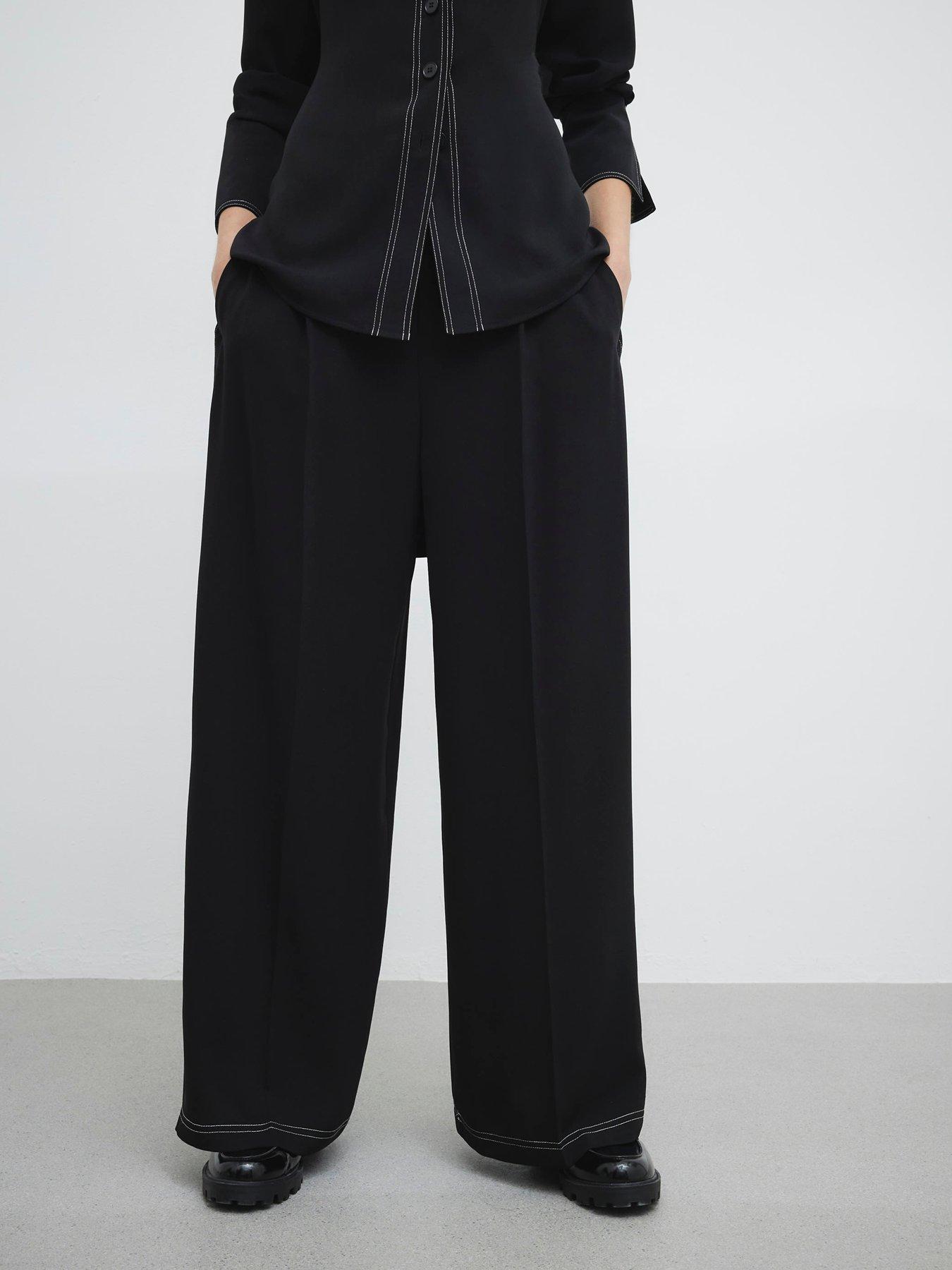 Image of River Island Contrast Stitch Tailored Trousers - Black