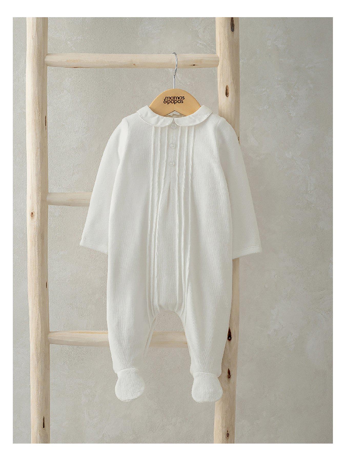 mamas-papas-baby-unisex-velour-sleepsuit-white