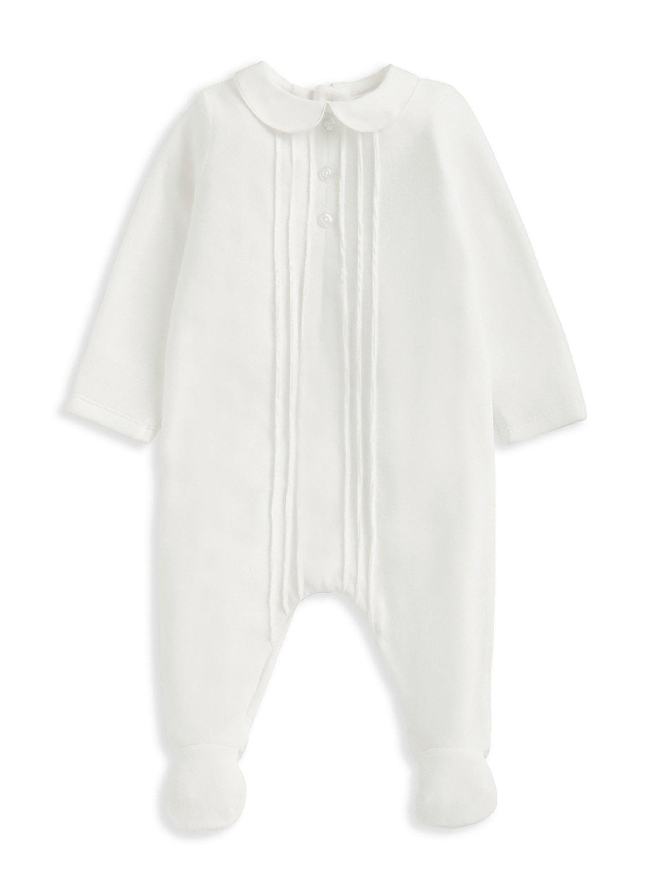 mamas-papas-baby-unisex-velour-sleepsuit-whitestillFront