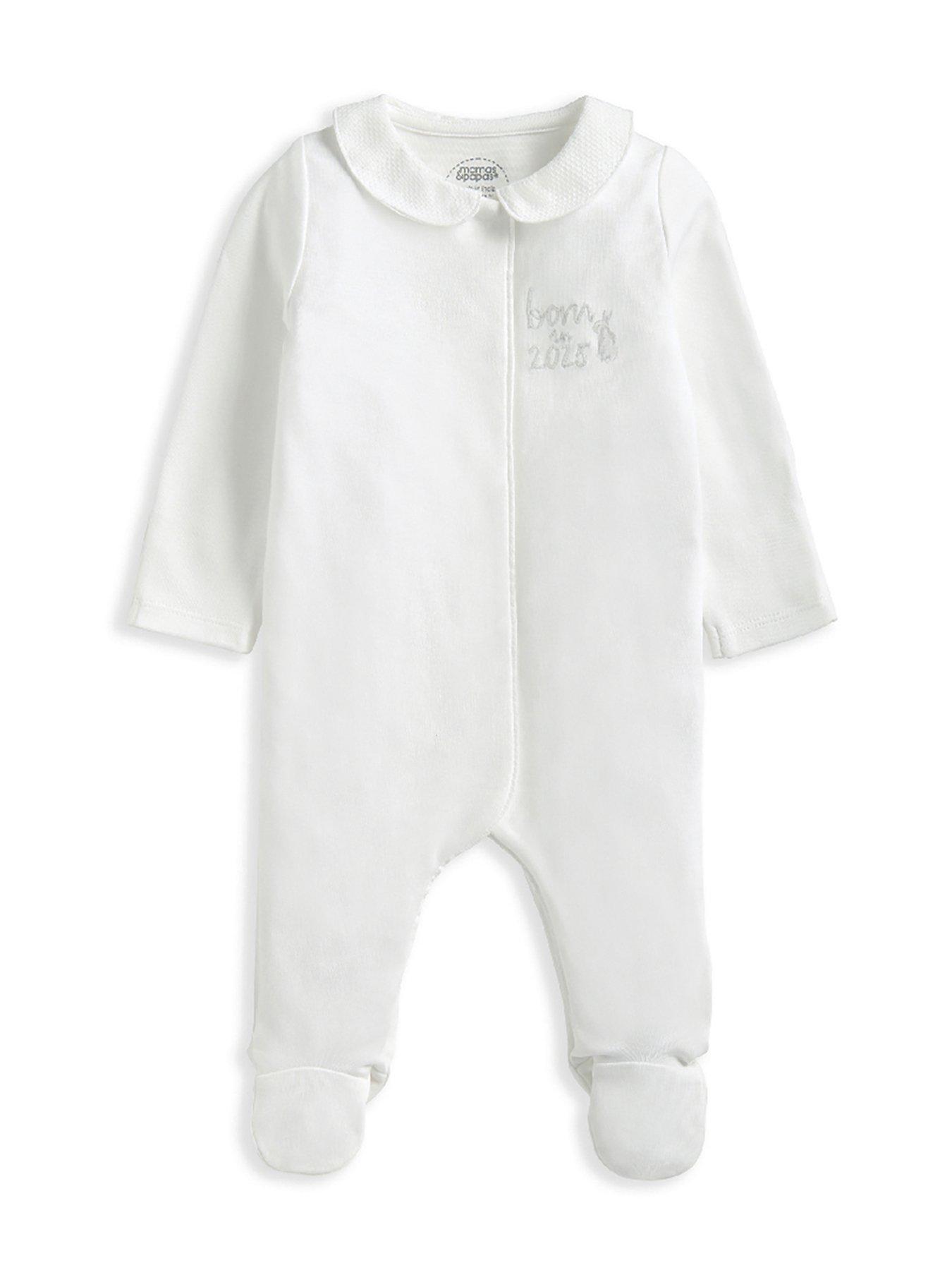 mamas-papas-baby-unisex-born-in-2025-sleepsuit-whitestillFront