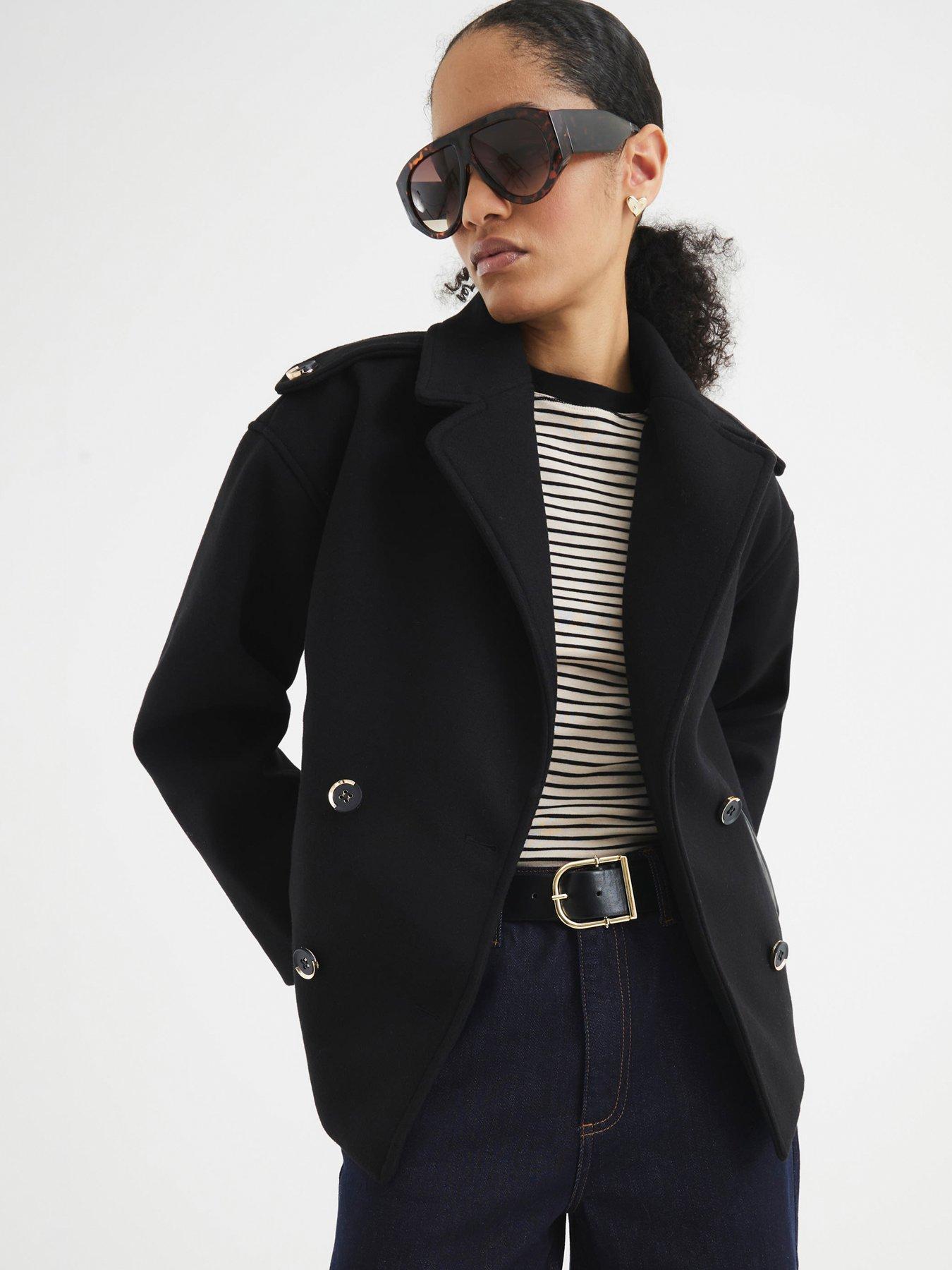 river-island-short-bomber-back-pea-coat-black