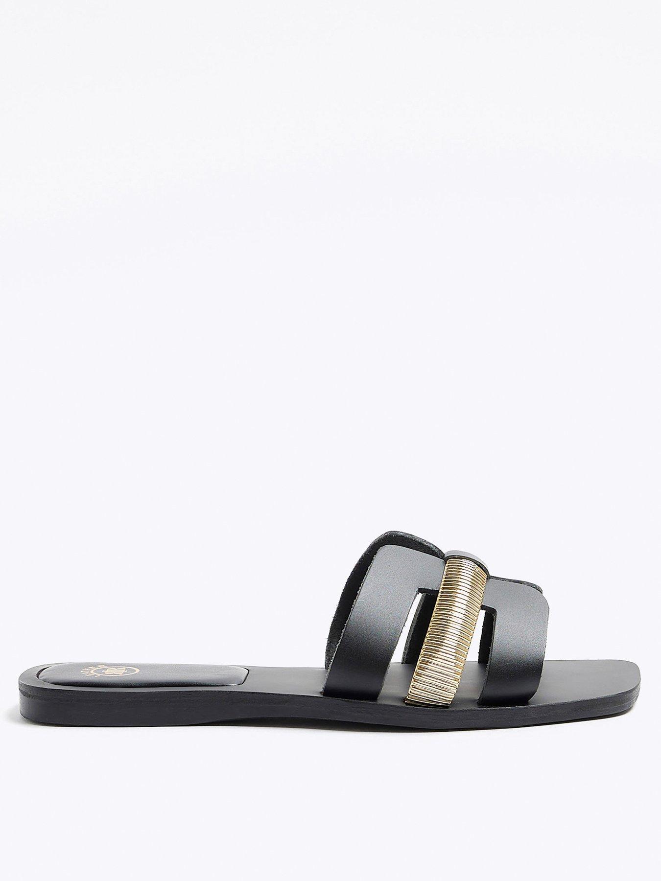 river-island-cut-out-strap-leather-sandal-blackfront