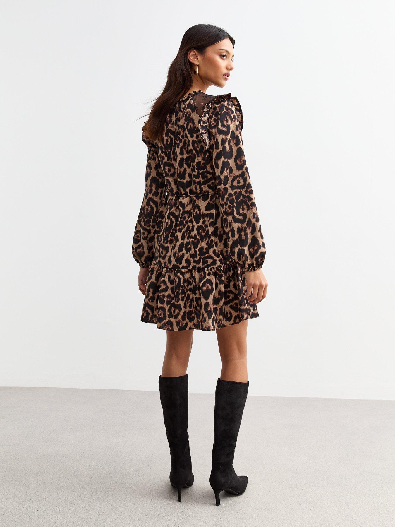 new-look-brown-leopard-print-lace-trim-ruffle-mini-dressstillFront