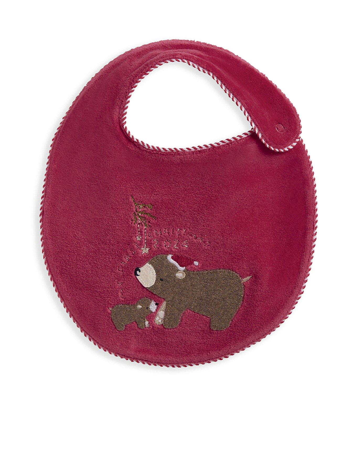 mamas-papas-baby-unisex-velour-my-first-christmas-bib-red