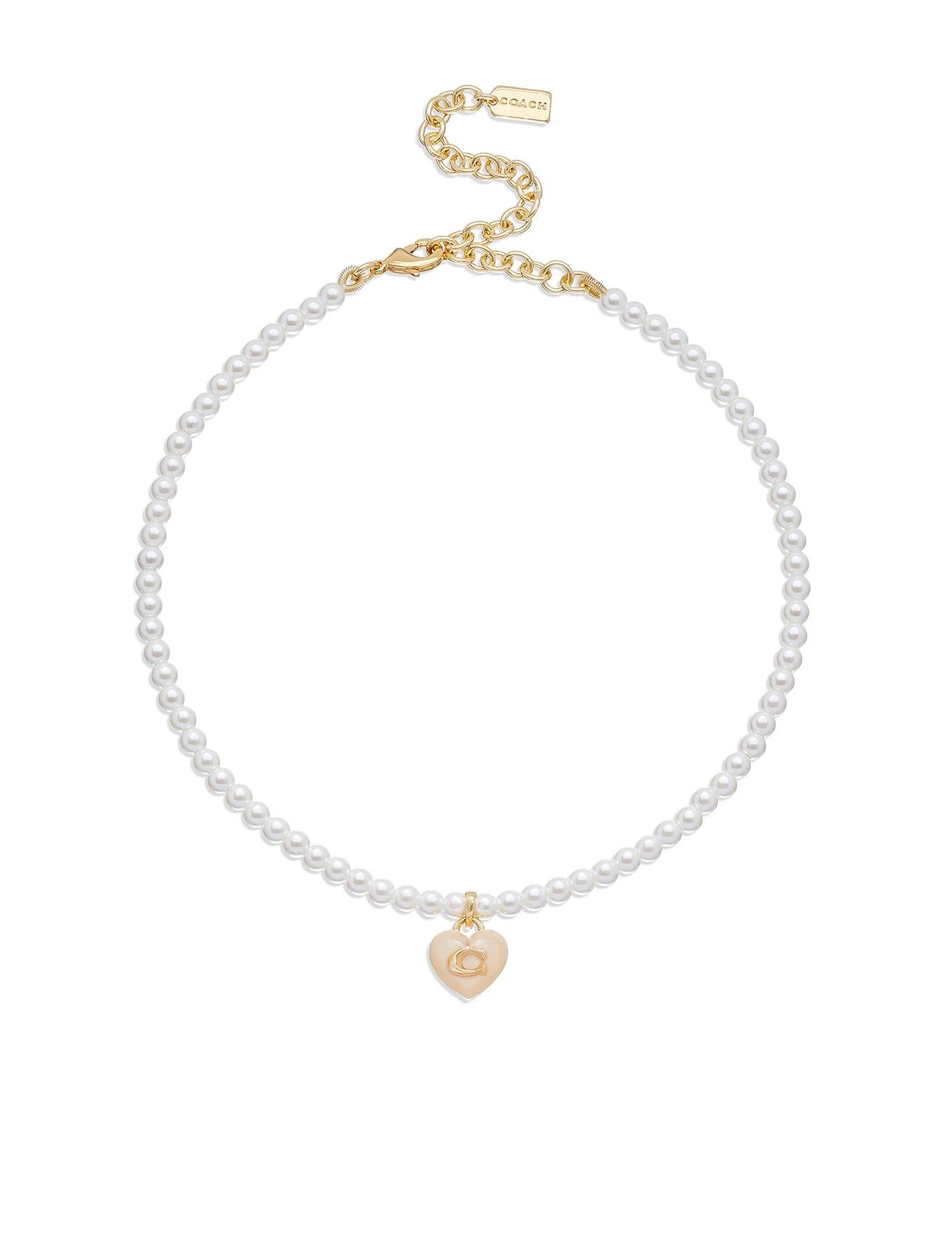 undefined COACH Resin Heart Pearl Choker