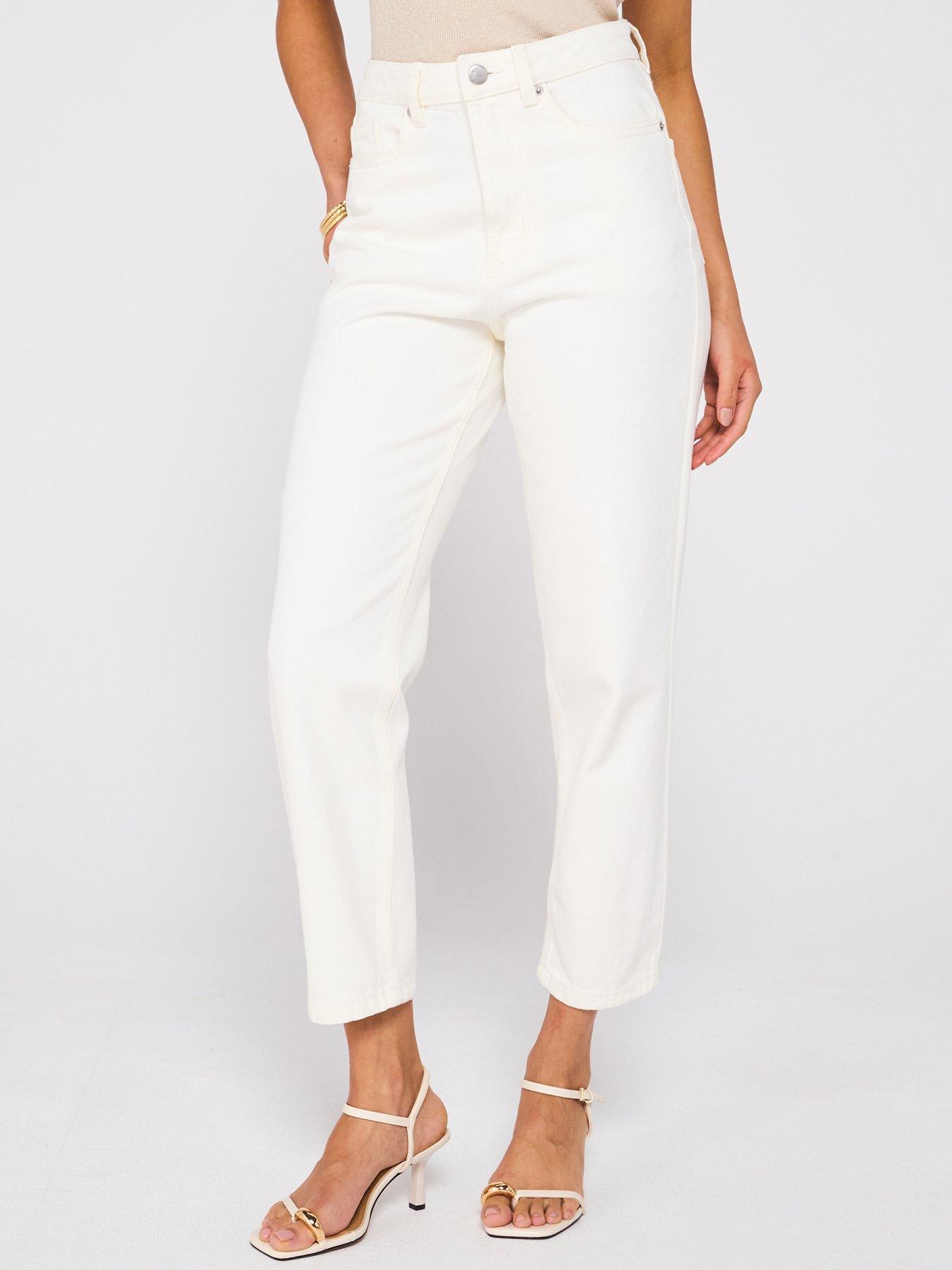 undefined High Waist Mom Jeans - Ecru