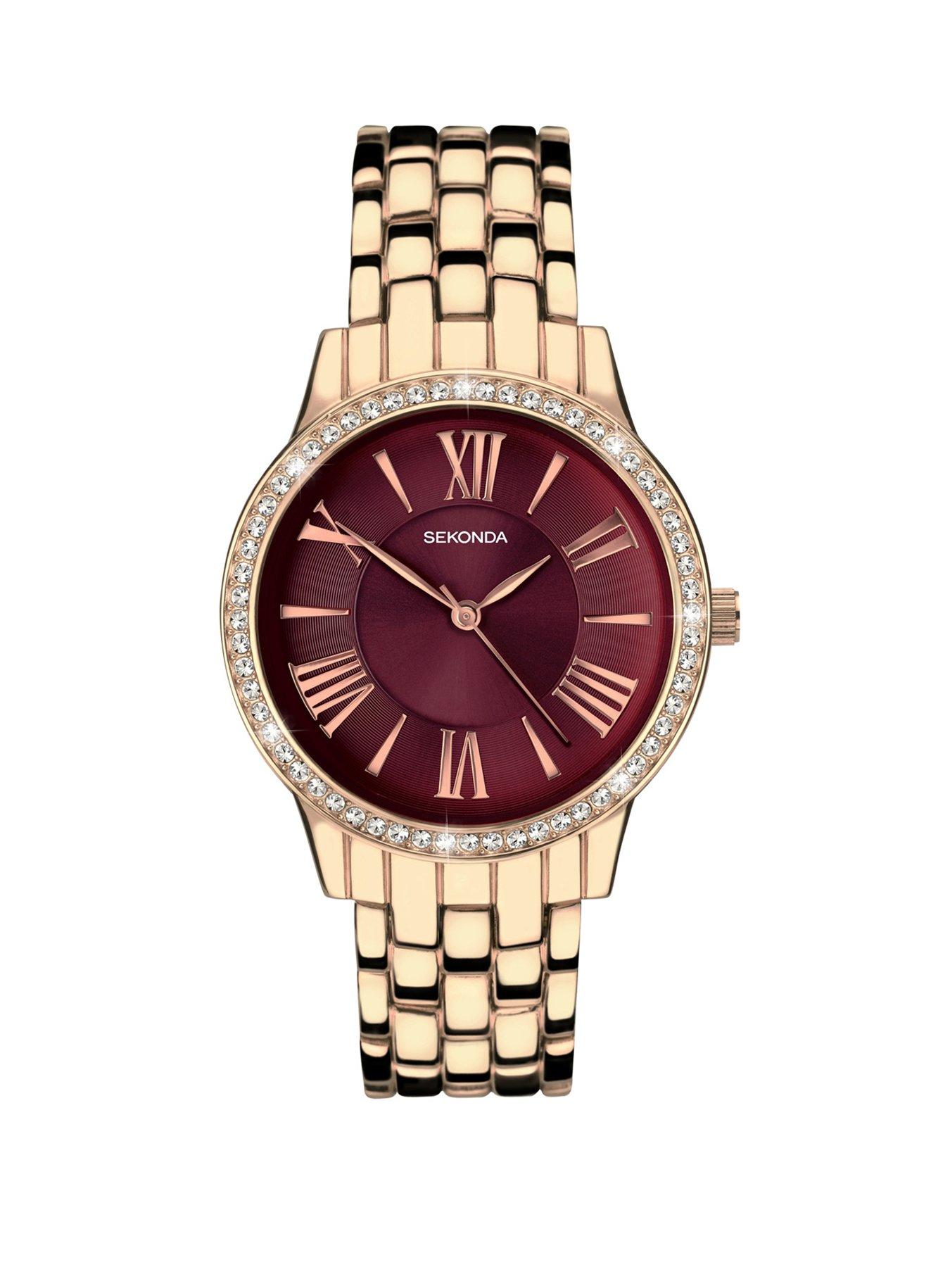 Sekonda Sekonda Womens Charlotte Rose Gold Alloy Bracelet with Burgundy Dial Analogue Watch