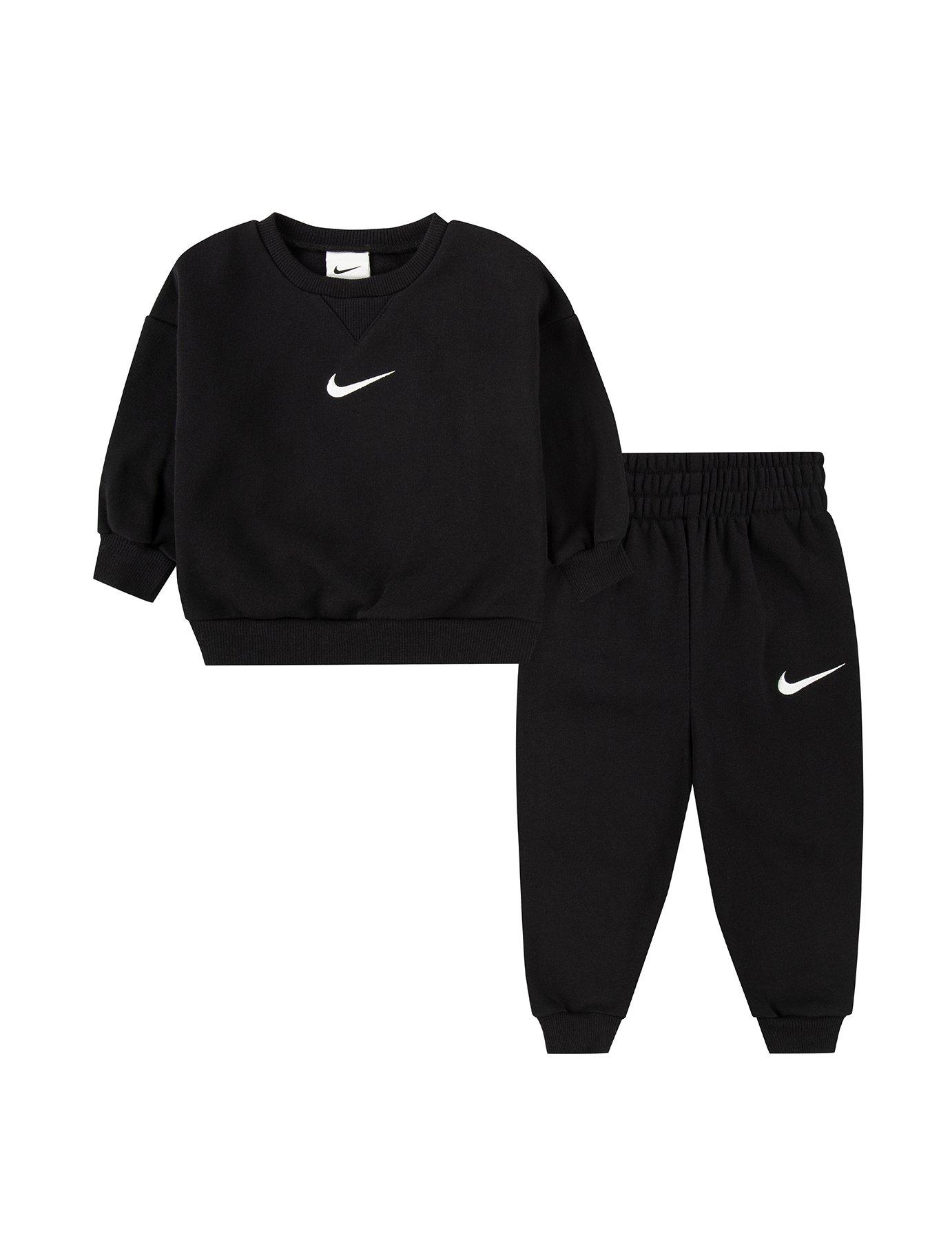 Image 1 of 3 of Nike Infants Essential Fleece Crew Tracksuit - Black