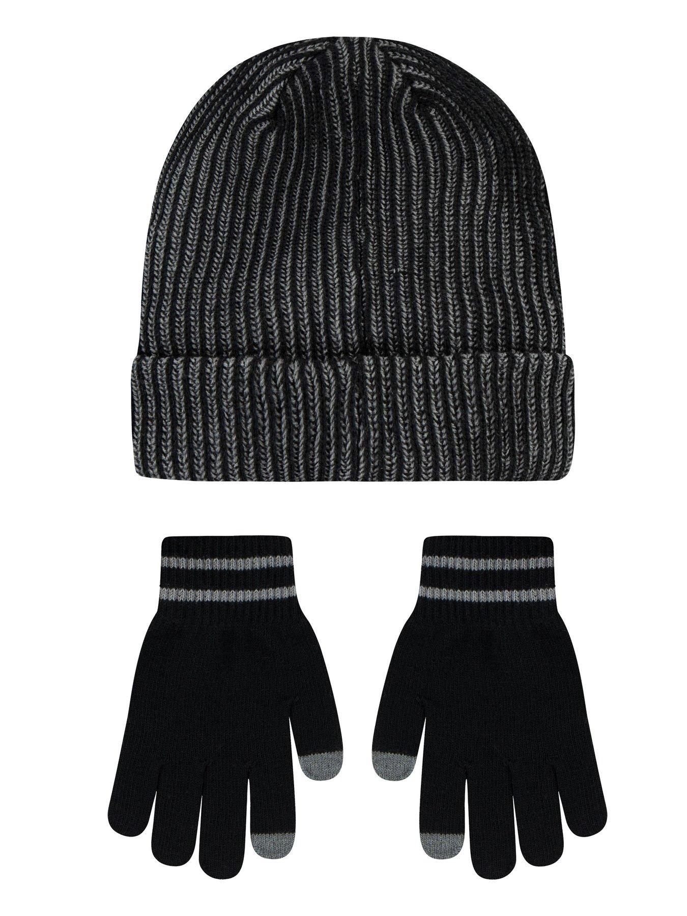 nike-juniors-two-tone-rib-peak-beanie-set-blackback