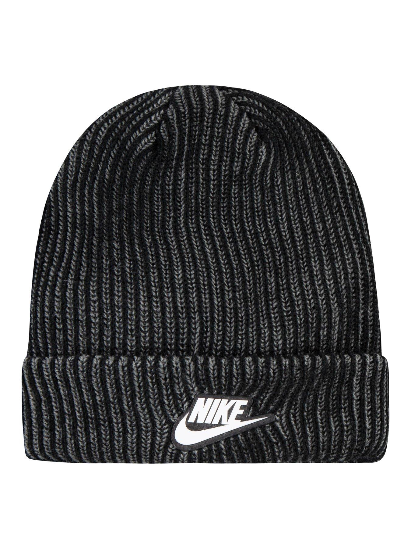 nike-juniors-two-tone-rib-peak-beanie-set-blackoutfit