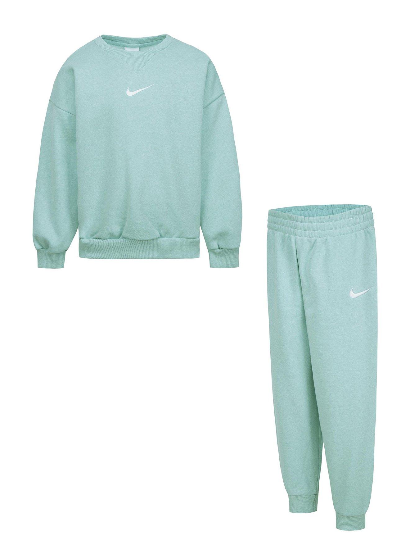 nike-kids-essential-fleece-crew-tracksuit-green