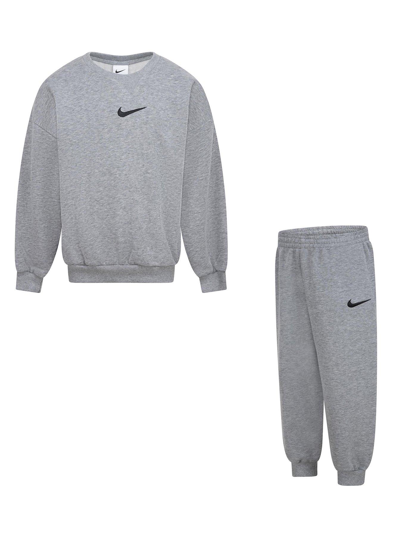 nike-kids-essential-fleece-crew-tracksuit-dark-grey