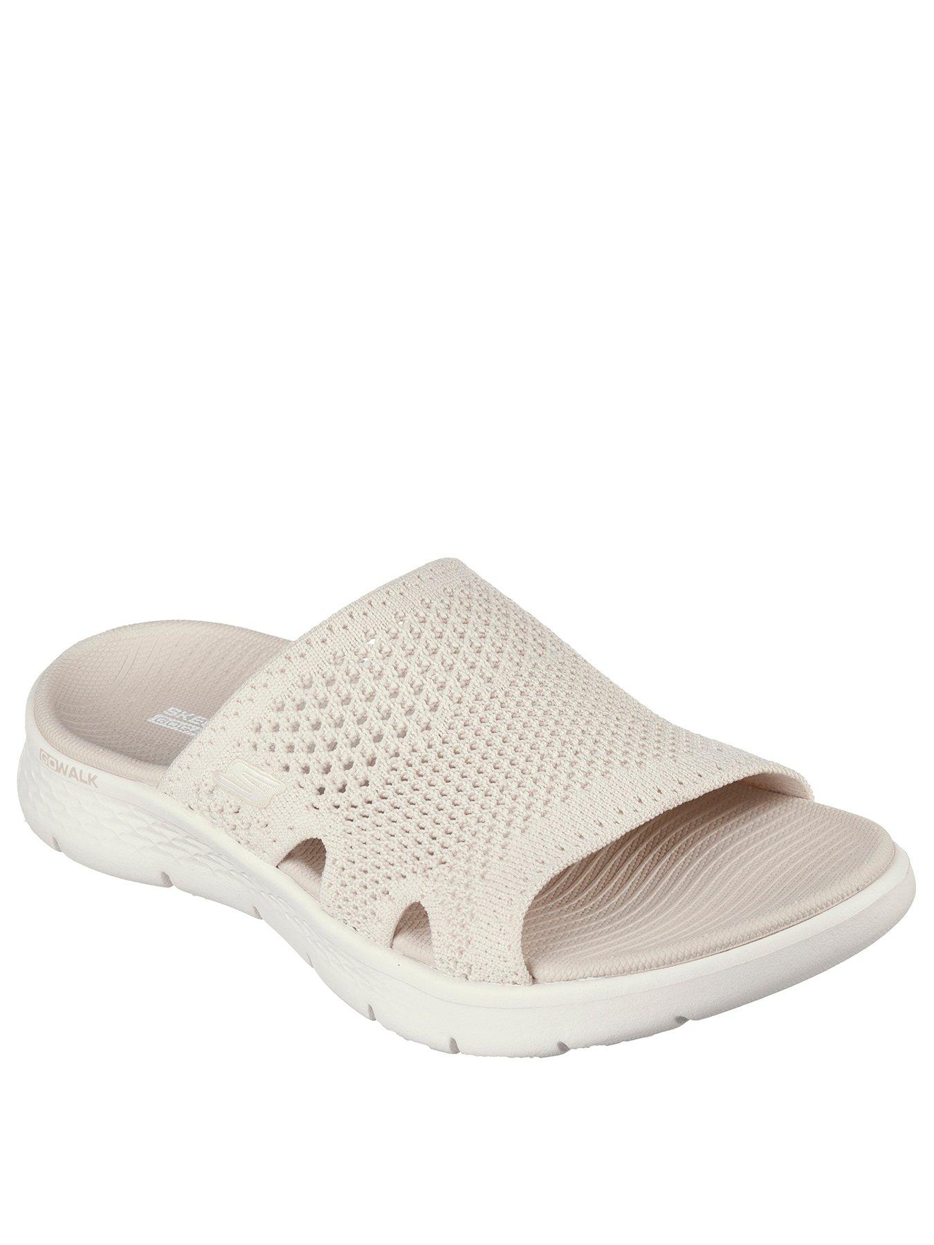 skechers-go-walk-flex-sandal-textured-knit-slide-naturalstillFront