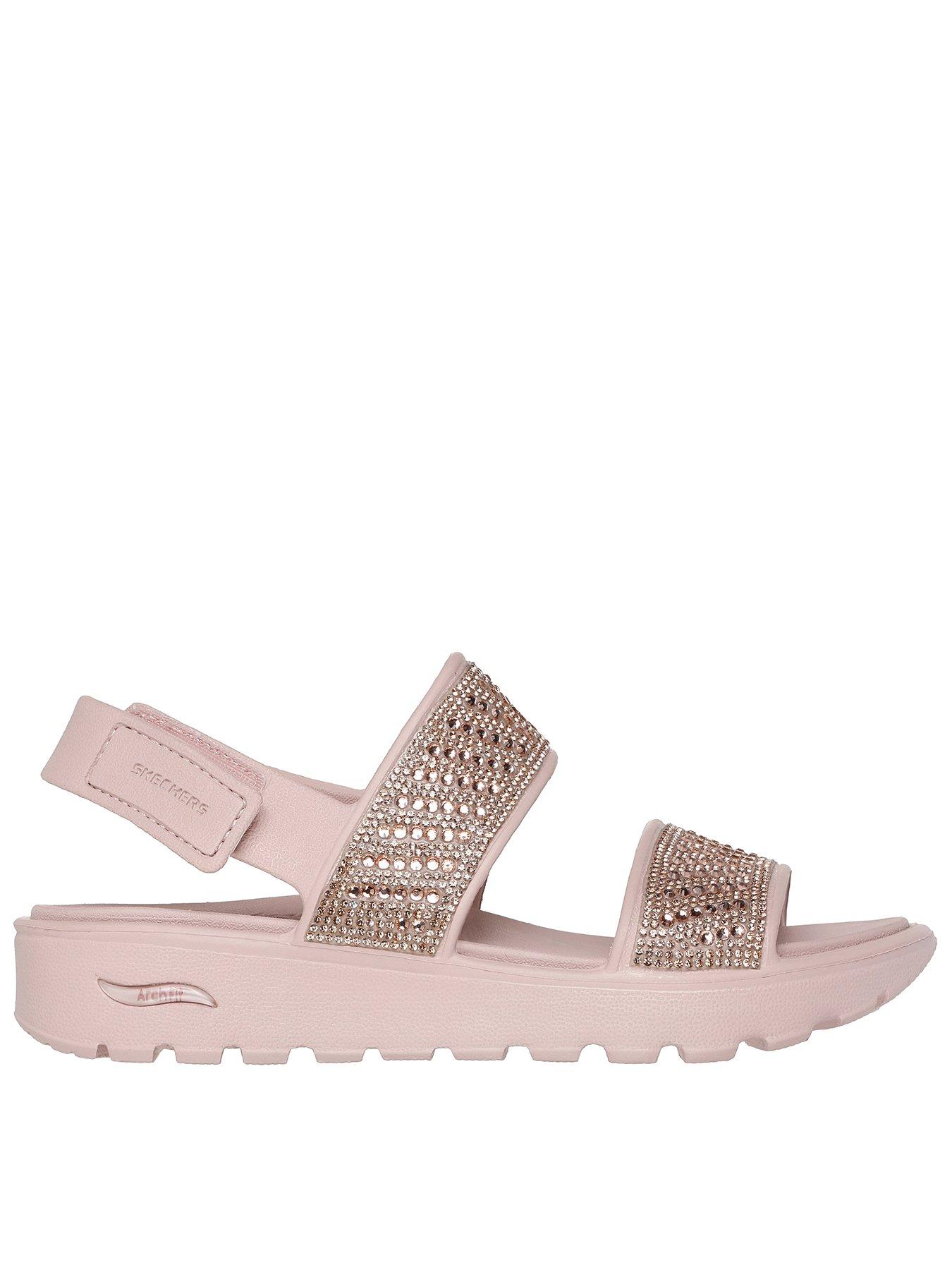 Skechers Arch Fit Footsteps Enchant Molded Double Band Slingback Sandal W/rhinestones - Rose
