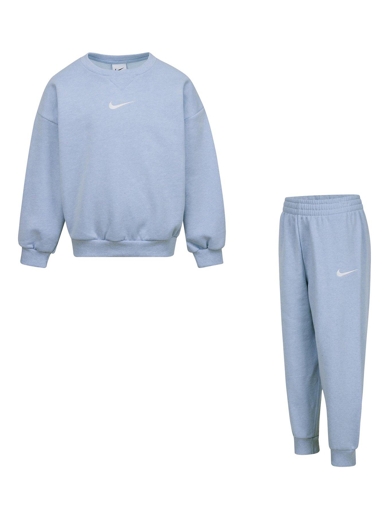 Image 1 of 4 of Nike Kids Essential Fleece Crew Tracksuit - Blue