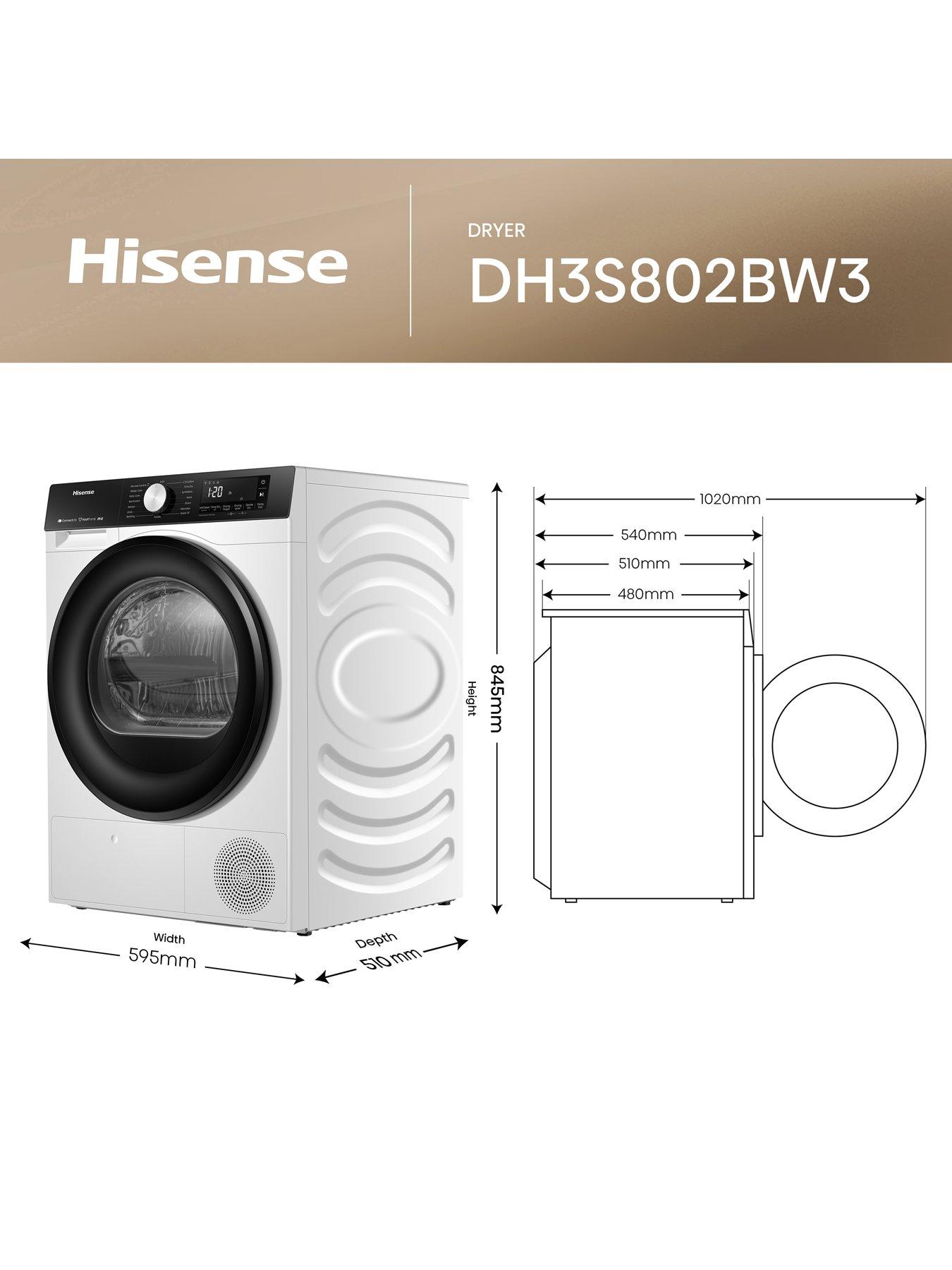 hisense-3s-series-dh3s802bw3-8kg-heat-pump-tumble-dryer-whitedetail