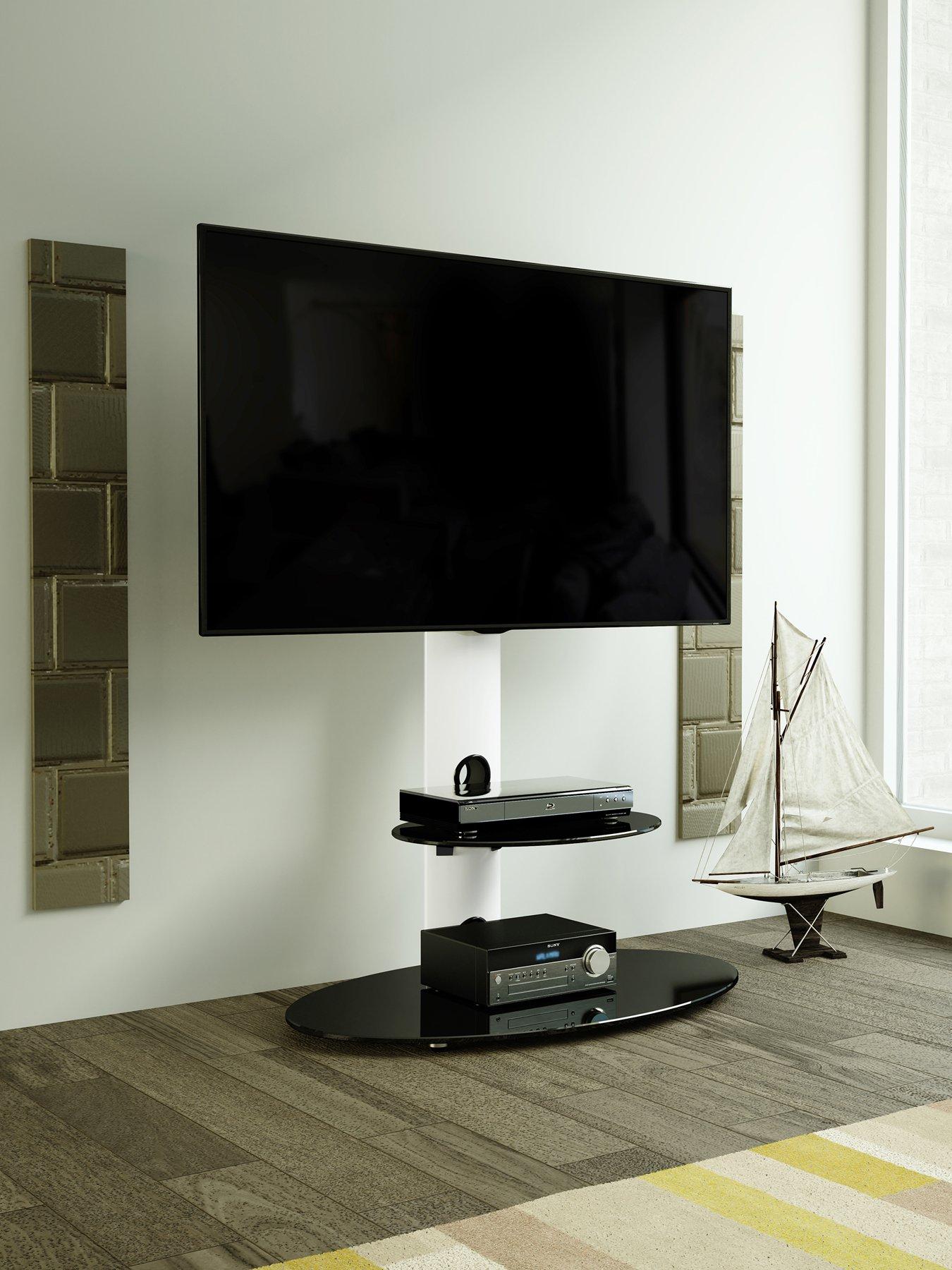 avf-lugano-oval-pedestal-tv-stand-and-tv-bracket-satin-white-black-glass