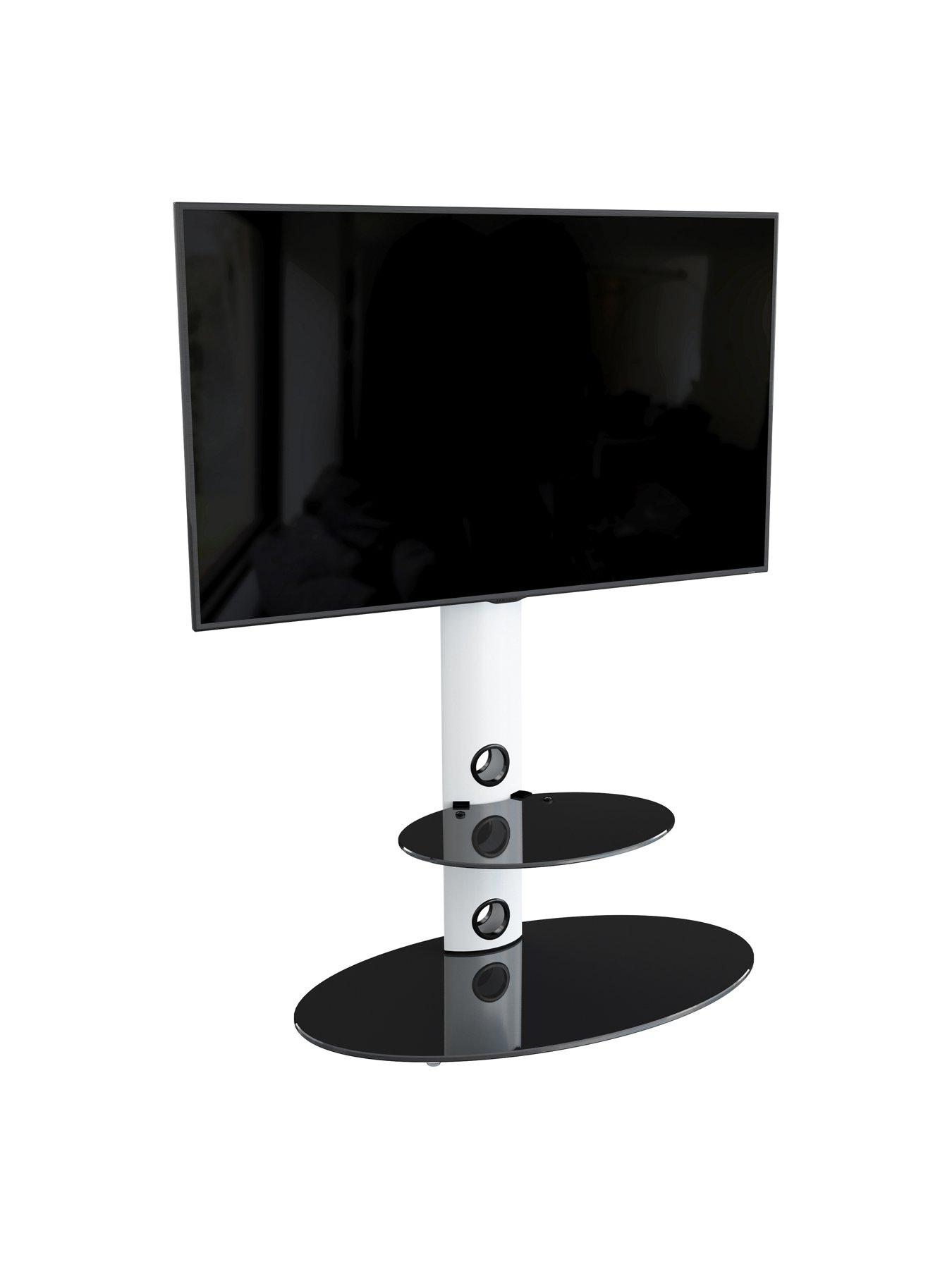 avf-lugano-oval-pedestal-tv-stand-and-tv-bracket-satin-white-black-glassoutfit