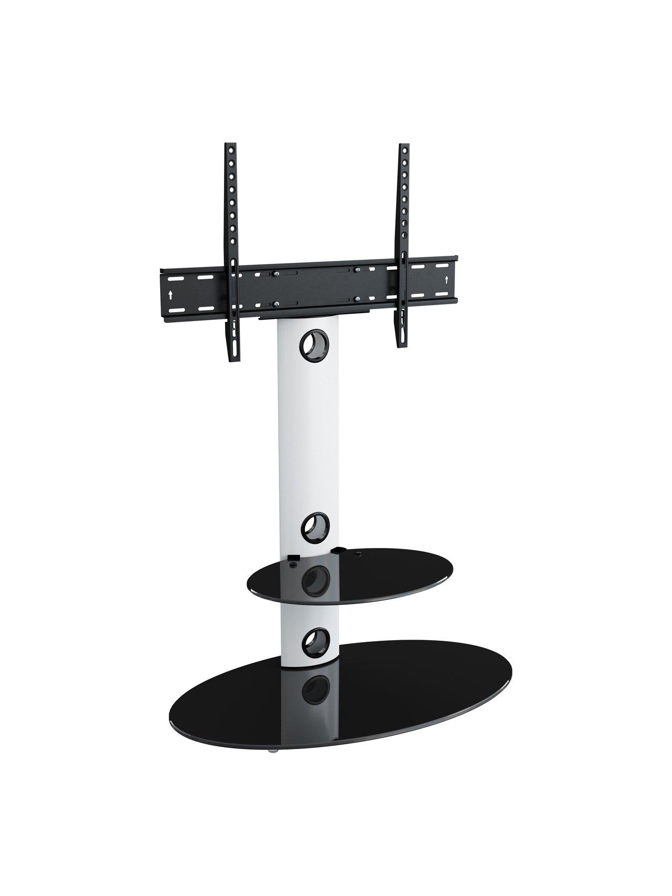 avf-lugano-oval-pedestal-tv-stand-and-tv-bracket-satin-white-black-glassdetail