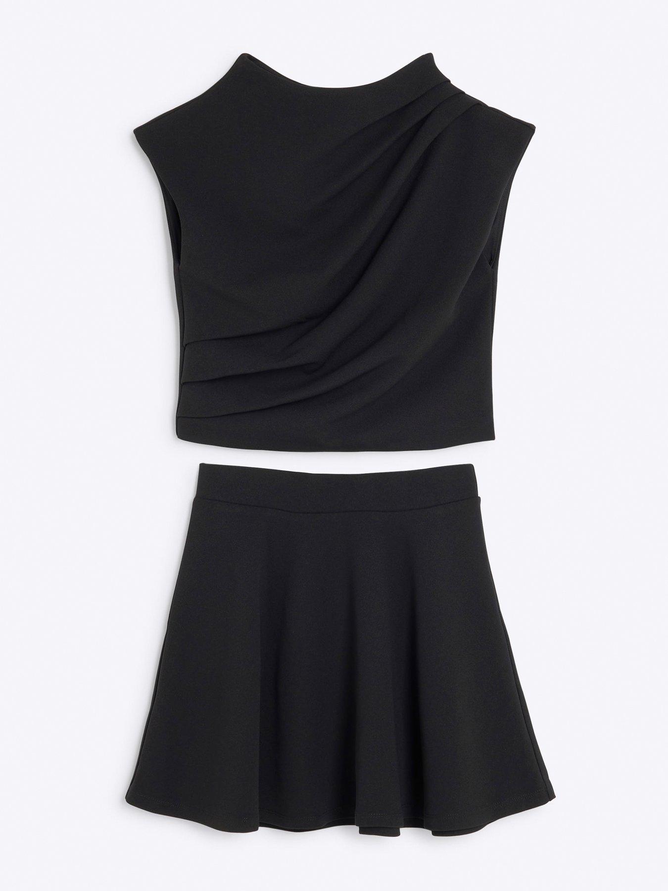 river-island-older-girl-drape-top-and-skirt-set-blackstillFront