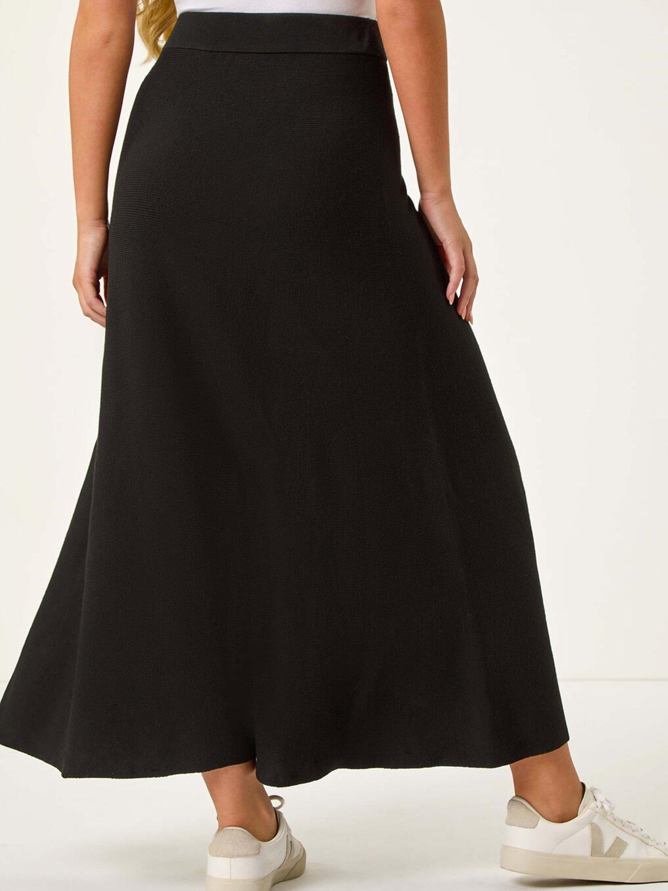 roman-petite-stretch-knitted-midi-skirt-blackstillFront