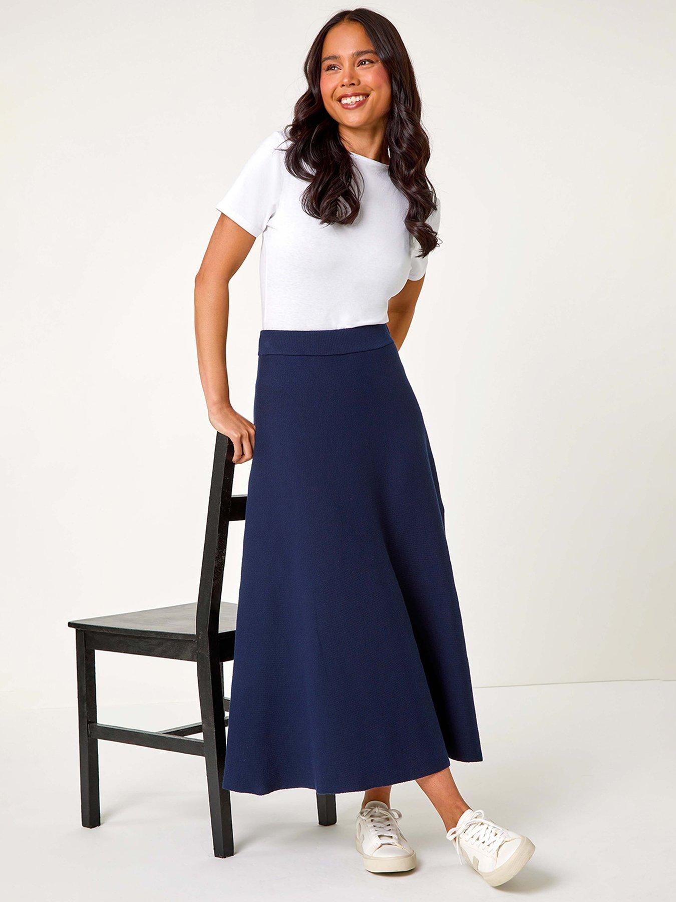 roman-petite-stretch-knitted-midi-skirt-blueoutfit