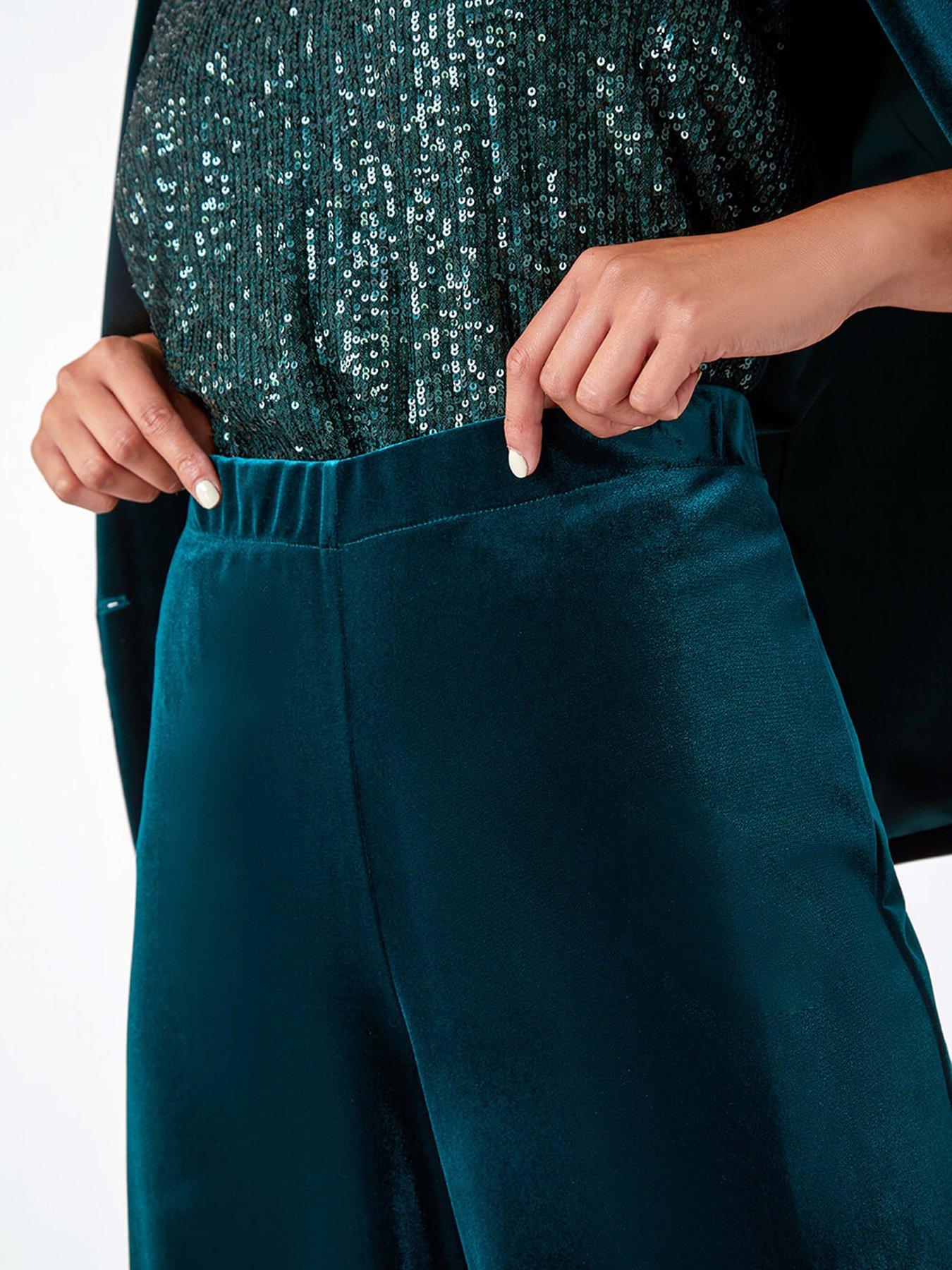 roman-petite-wide-leg-velvet-stretch-trouser-greendetail