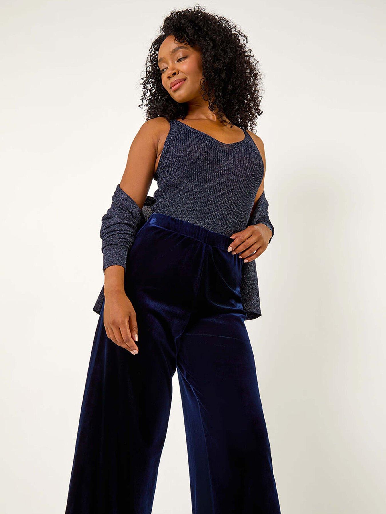 roman-petite-wide-leg-velvet-stretch-trouser-blueoutfit