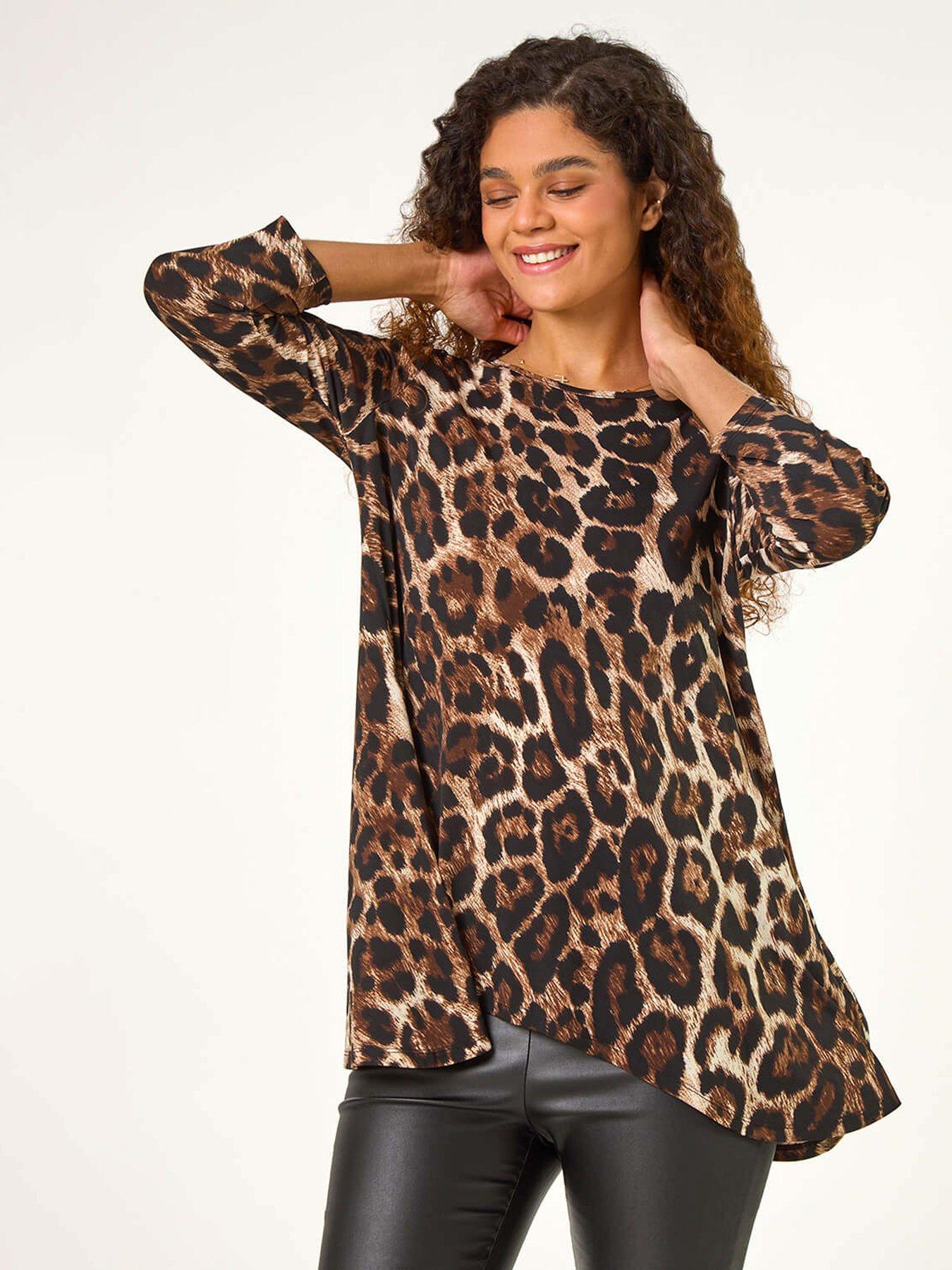 roman-stretch-textured-animal-print-tunic-beige