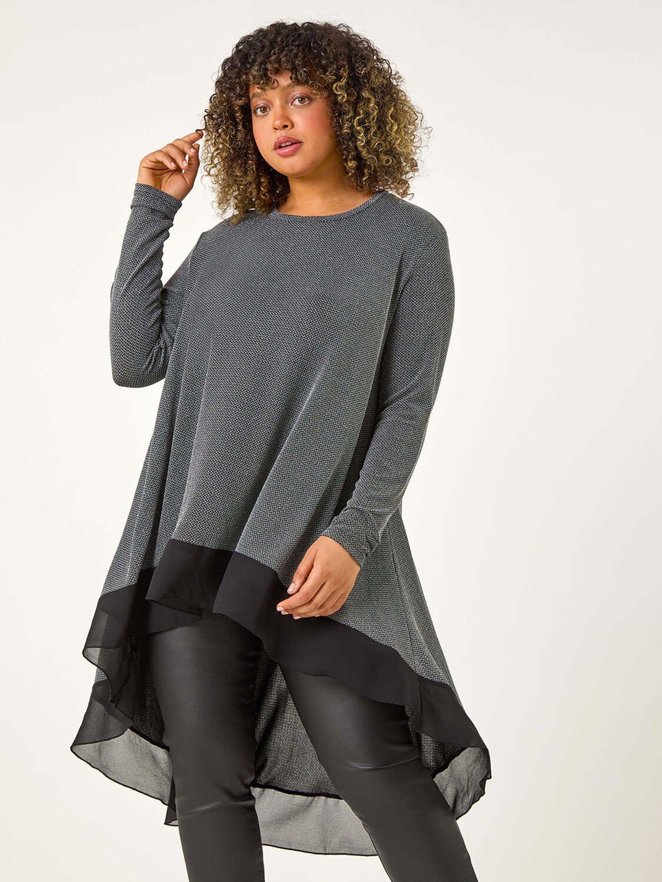 roman-curve-glitter-chiffon-hem-tunic-top-grey