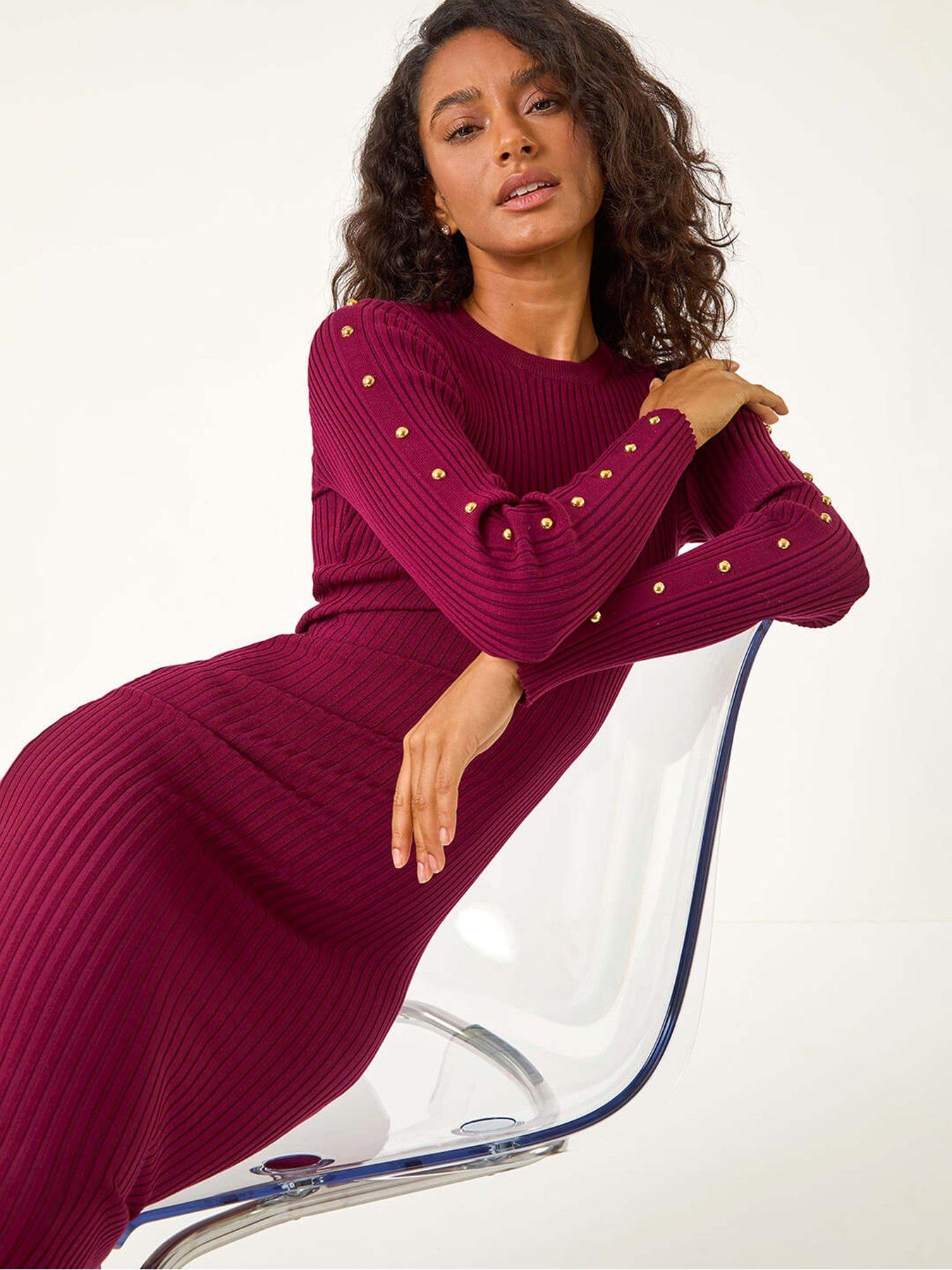 roman-stud-detail-knit-bodycon-dress-wineoutfit