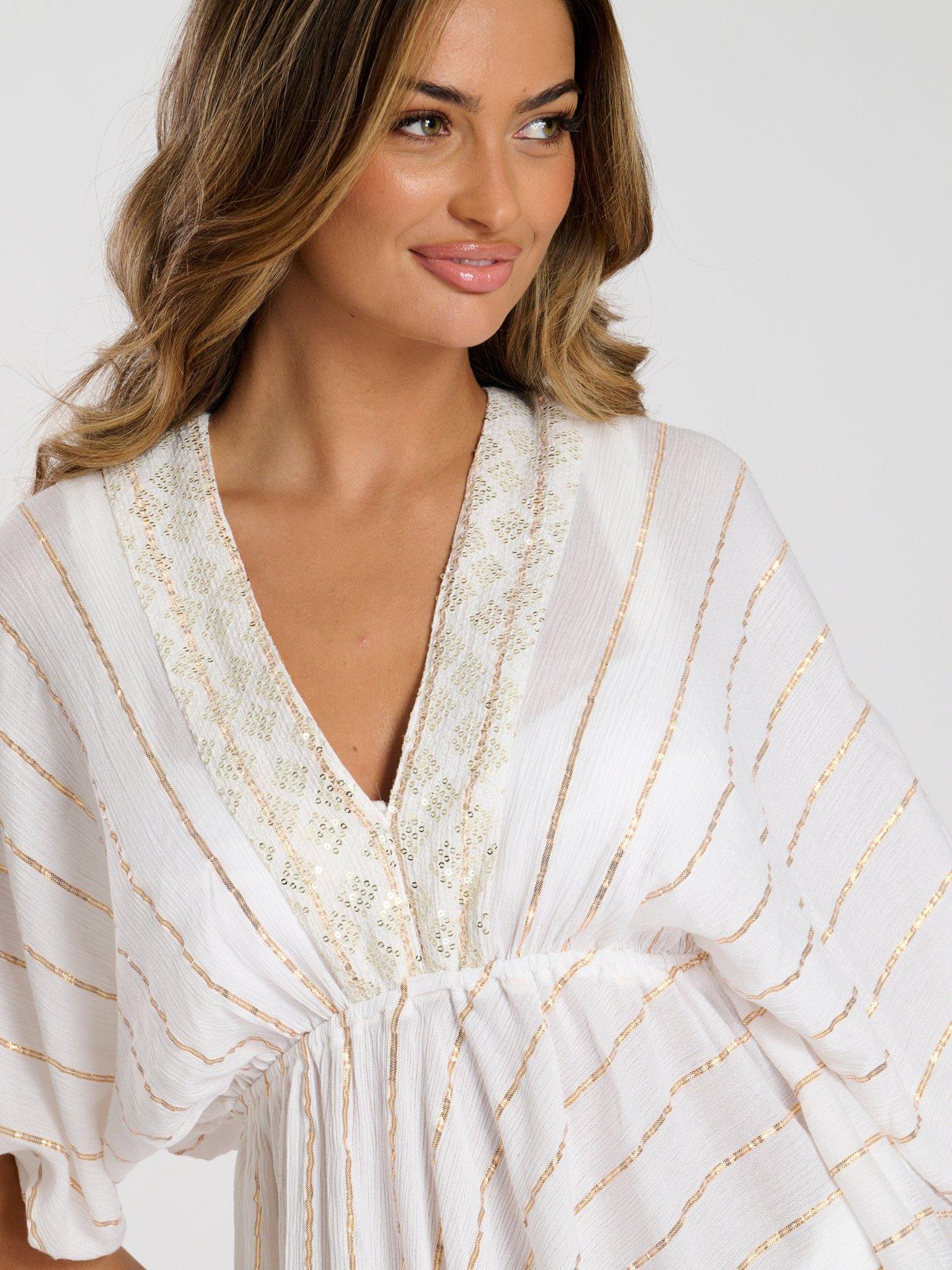 south-beach-metallic-v-neck-sequin-stripe-mini-dress-whiteoutfit