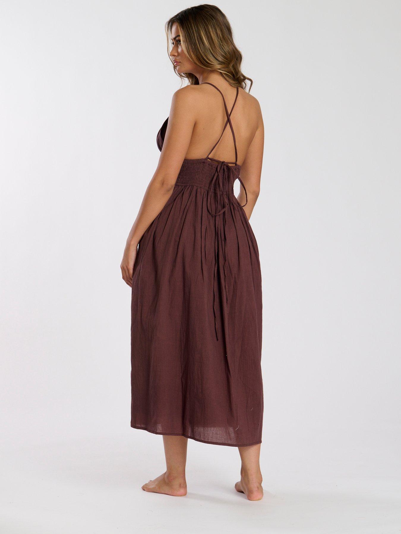 Image 5 of 5 of South Beach Halter neck Maxi Dress - Brown