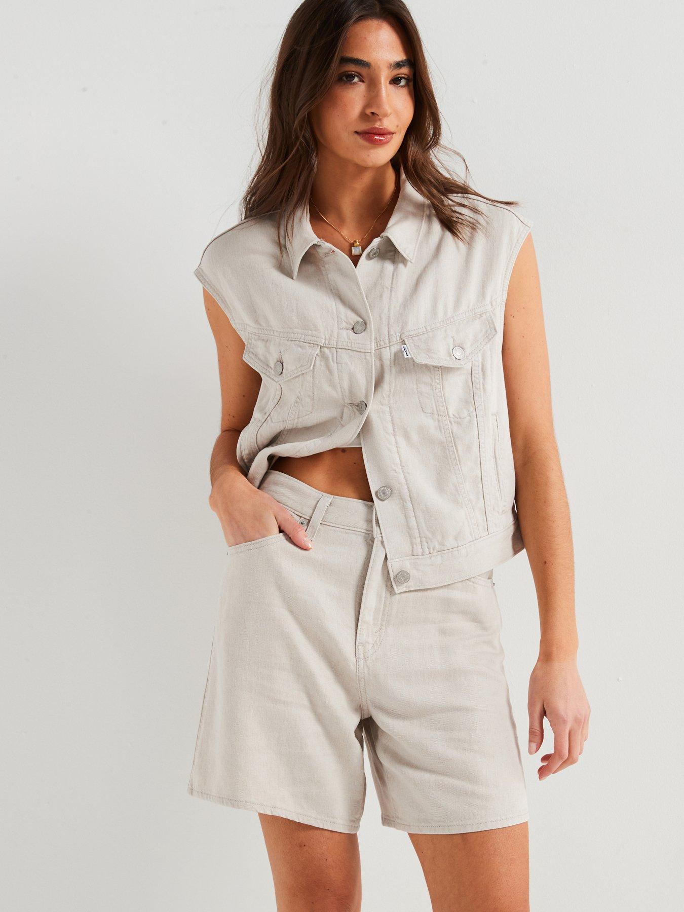 Image 1 of 6 of Levi's High Rise Baggy Linen+ Denim Shorts - Grey