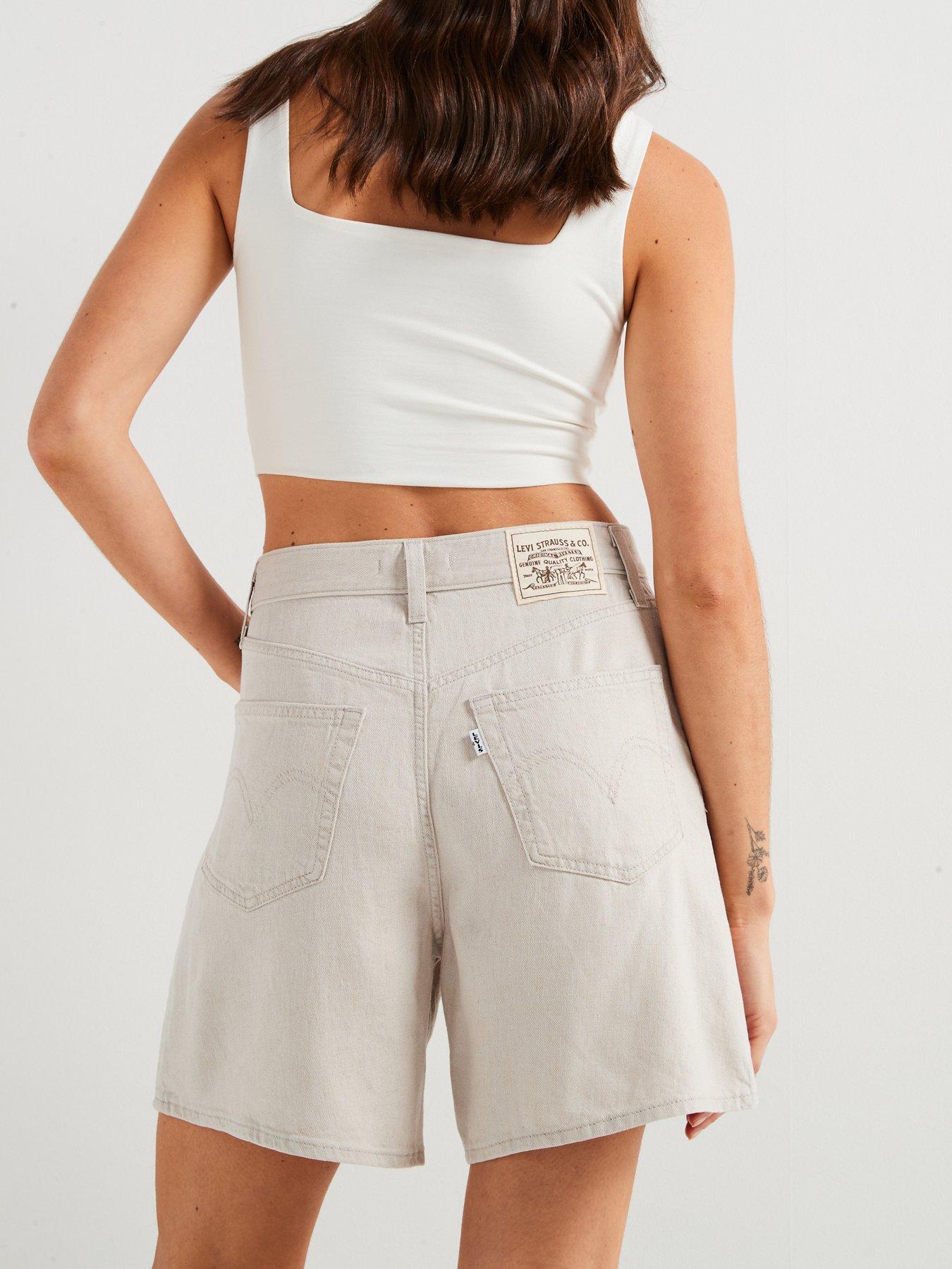 Image 2 of 6 of Levi's High Rise Baggy Linen+ Denim Shorts - Grey