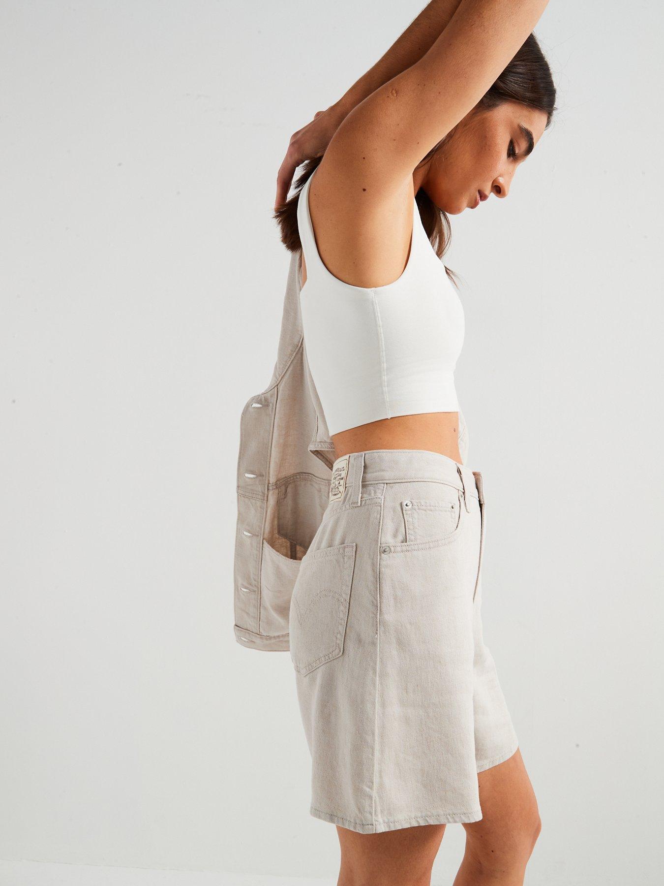 Image 4 of 6 of Levi's High Rise Baggy Linen+ Denim Shorts - Grey
