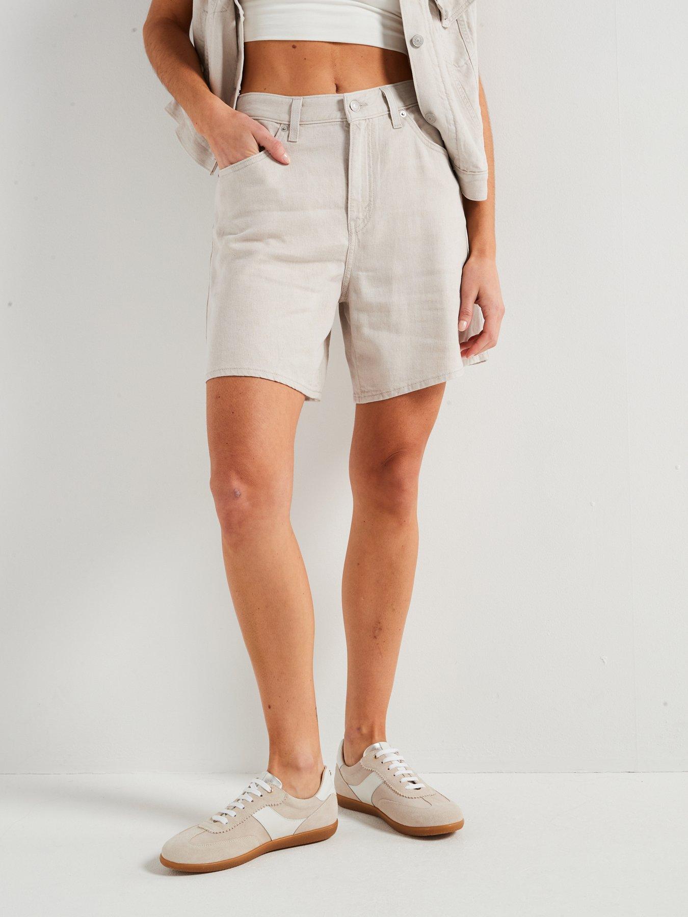 Image 6 of 6 of Levi's High Rise Baggy Linen+ Denim Shorts - Grey