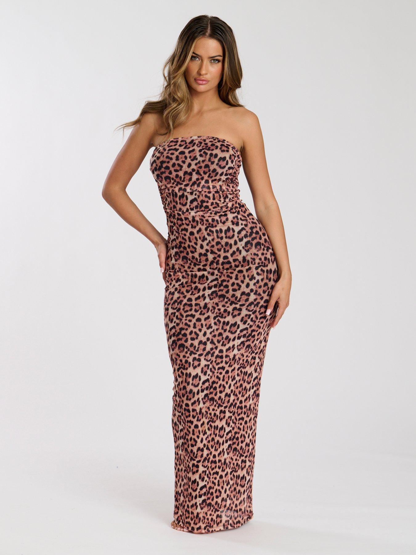 Image 3 of 6 of South Beach Printed Mesh Strapless Maxi Dress - Multi