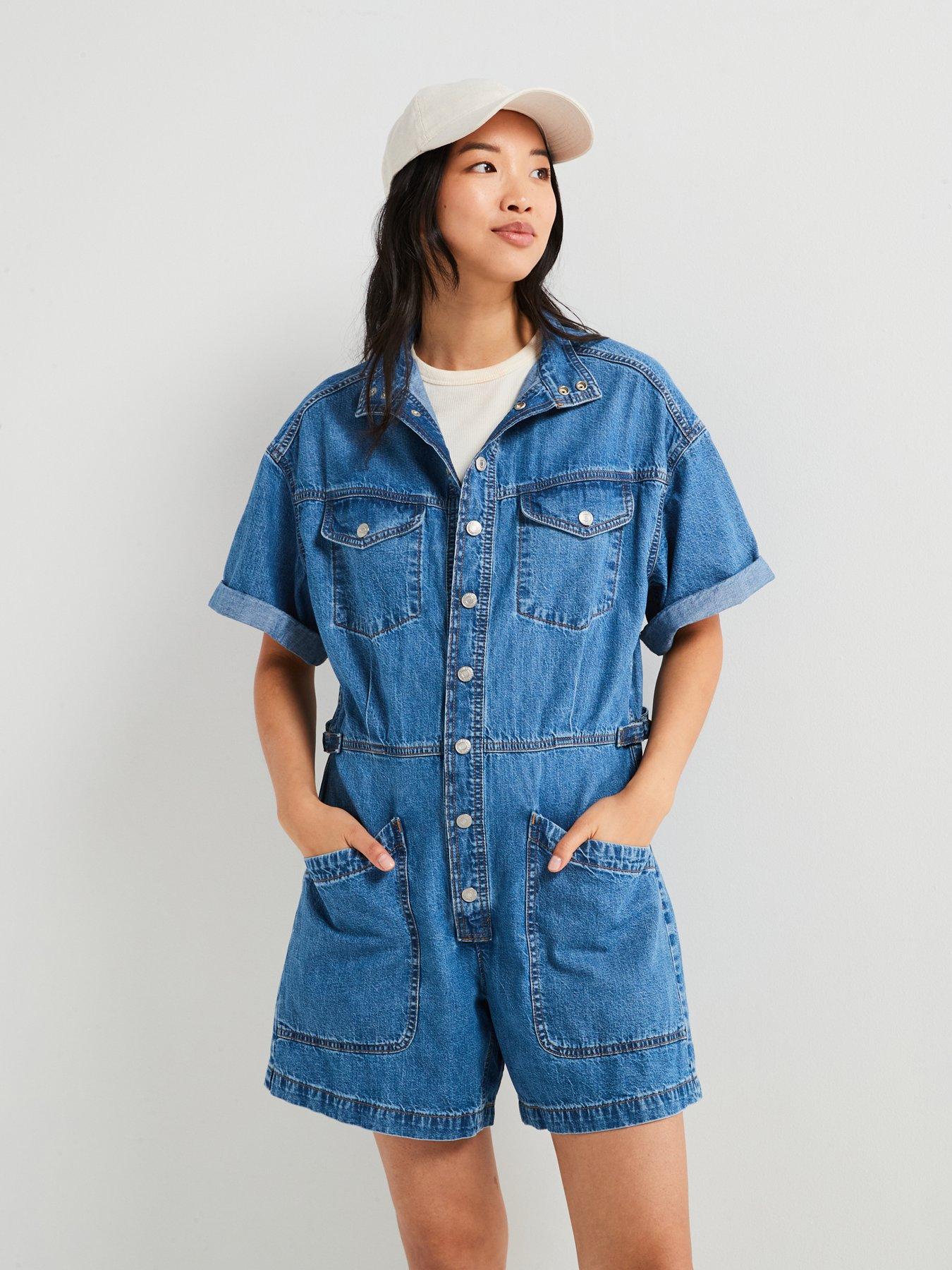 Levi's Short-sleeve Surplus Romper - Blue Joke