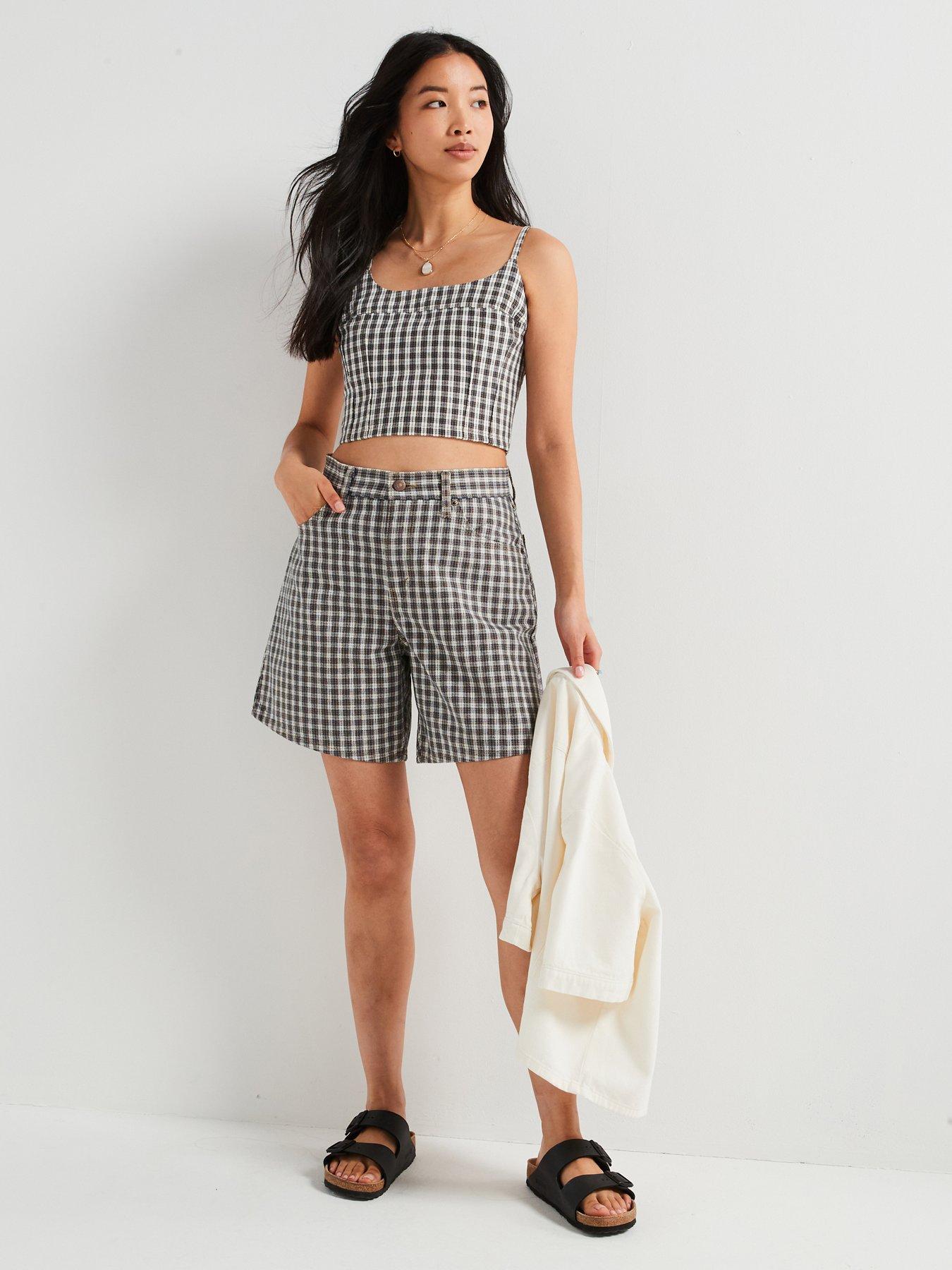Image 1 of 6 of Levi's High-rise Baggy Shorts - Milo Plaid Short - Khaki
